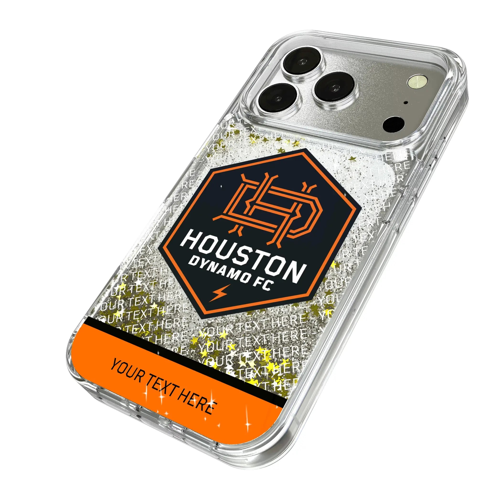 Houston Dynamo Personalized EndZone Plus iPhone Glitter Phone Case for Apple iPhone - Isometric View