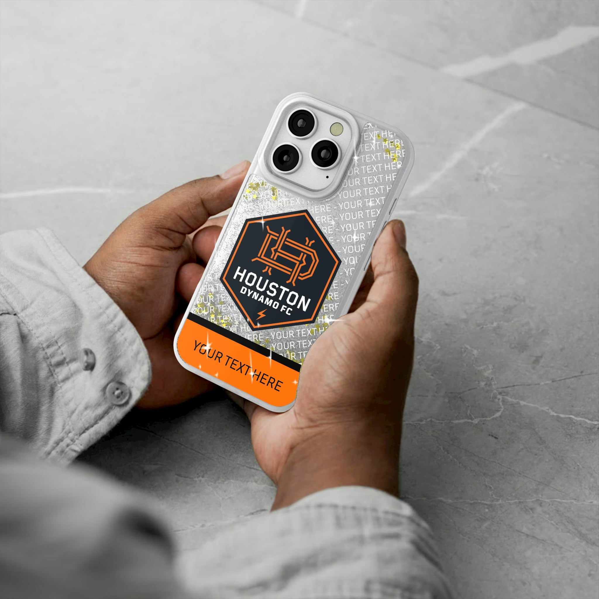 Houston Dynamo Personalized EndZone Plus iPhone Glitter Phone Case for Apple iPhone - Lifestyle#Device_iPhone 16 Pro