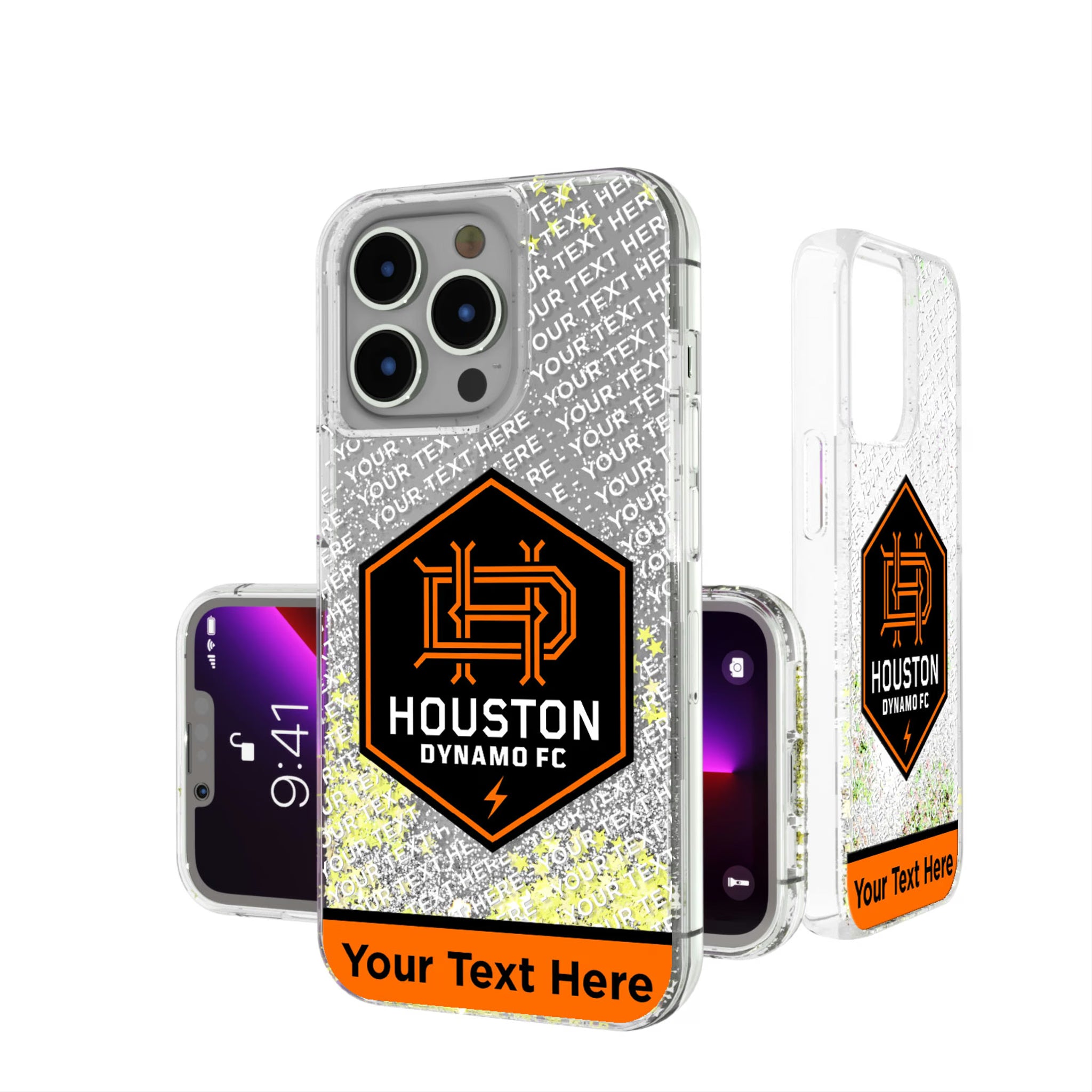 Houston Dynamo Personalized EndZone Plus iPhone Glitter Phone Case for Apple iPhone
