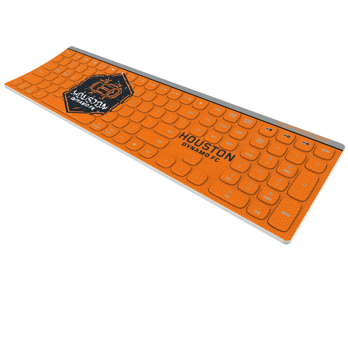 Houston Dynamo Personalized Endzone Solid KKB605 Curved Wireless Keyboard - Isometric View