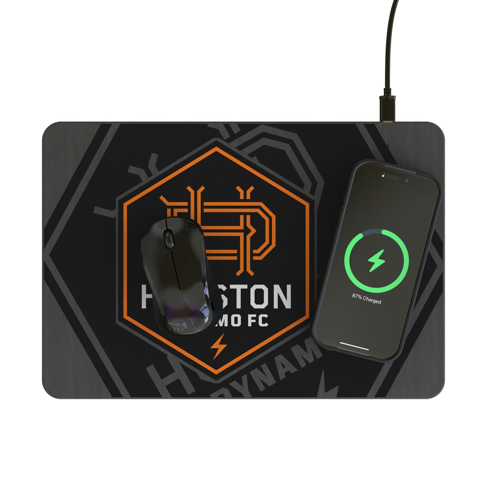 Houston Dynamo Personalized Tilt 15-Watt Wireless Charger and Mouse Pad - Lifestyle