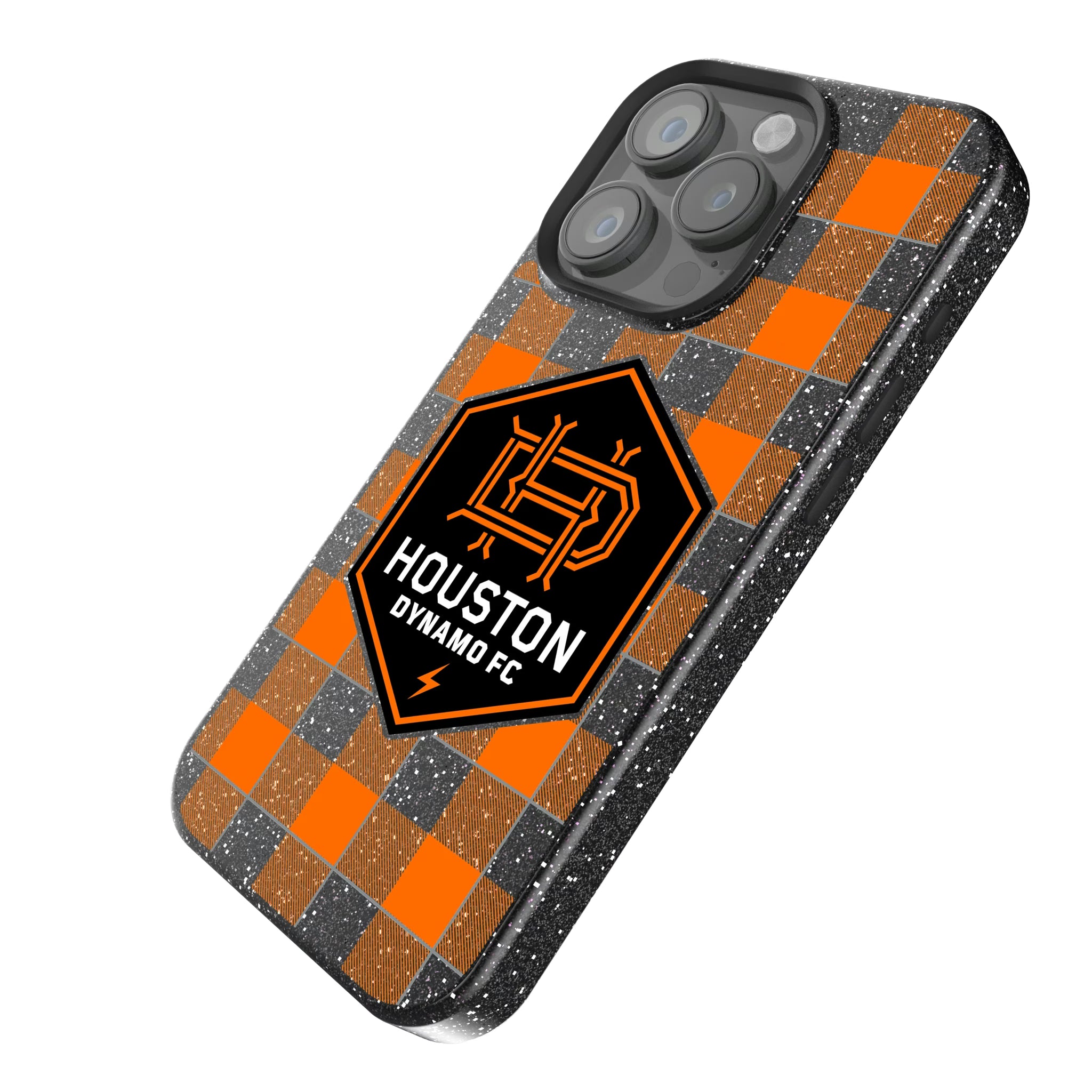 Houston Dynamo Plaid iPhone Bling Phone Case for Apple iPhone - Isometric View