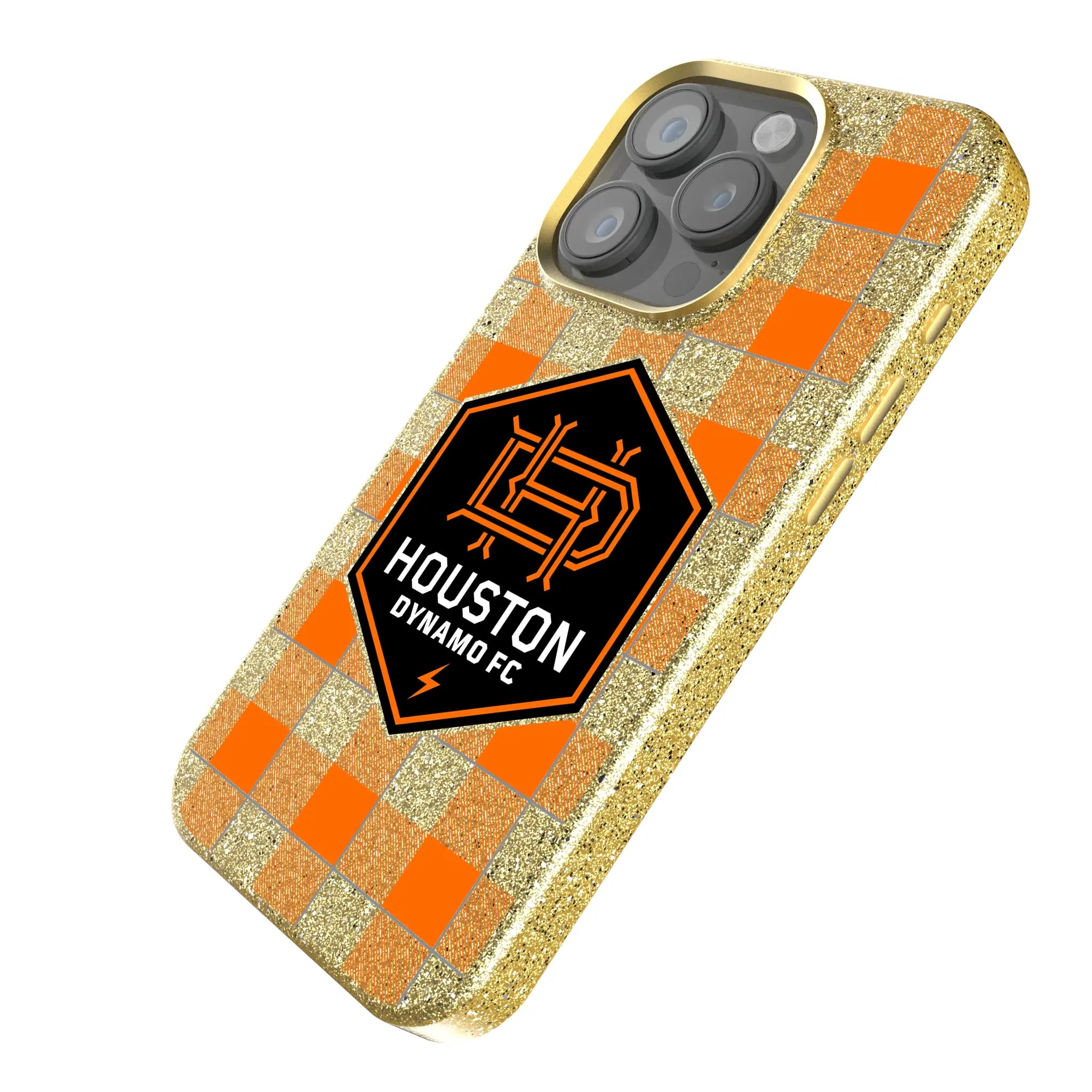 Houston Dynamo Plaid iPhone Bling Phone Case for Apple iPhone - Isometric View