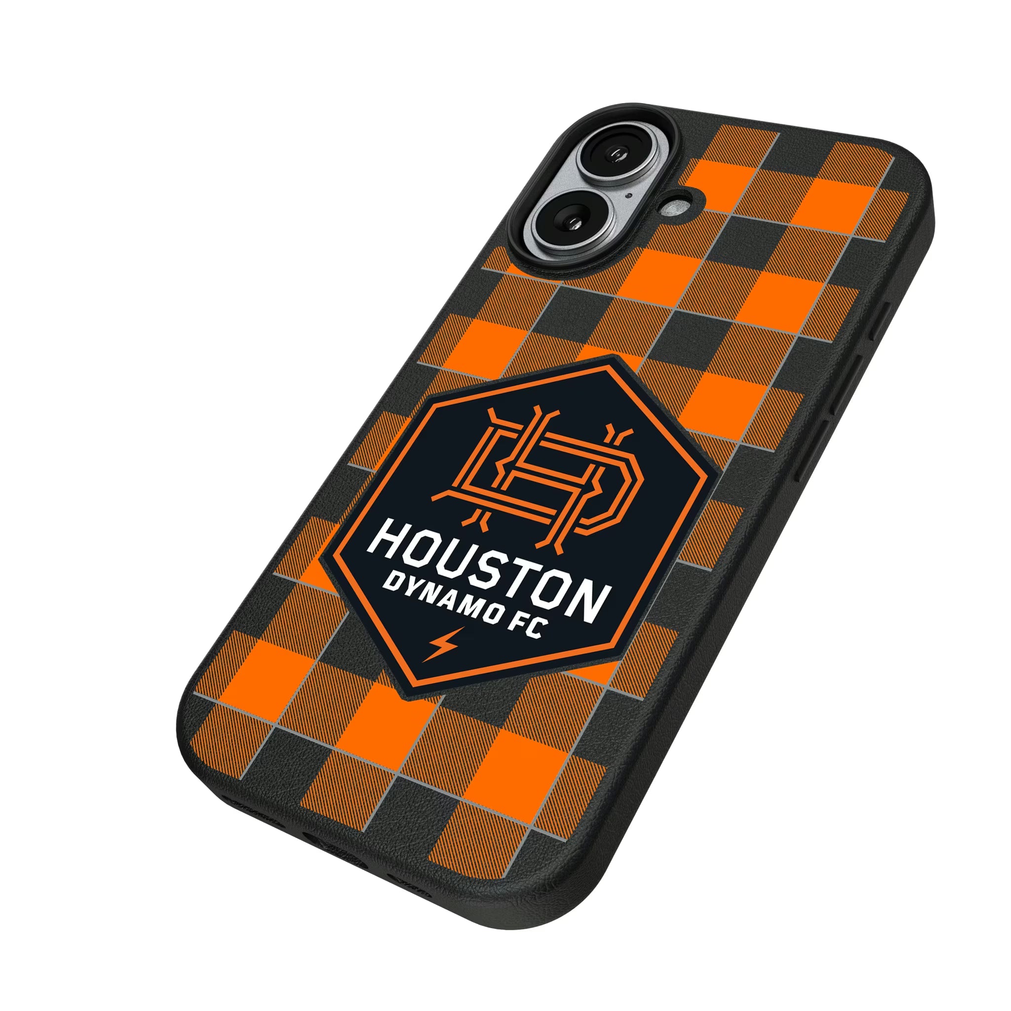 Houston Dynamo Plaid iPhone MagSafe Compatible Phone Case for Apple iPhone - Isometric View#Device_iPhone 17