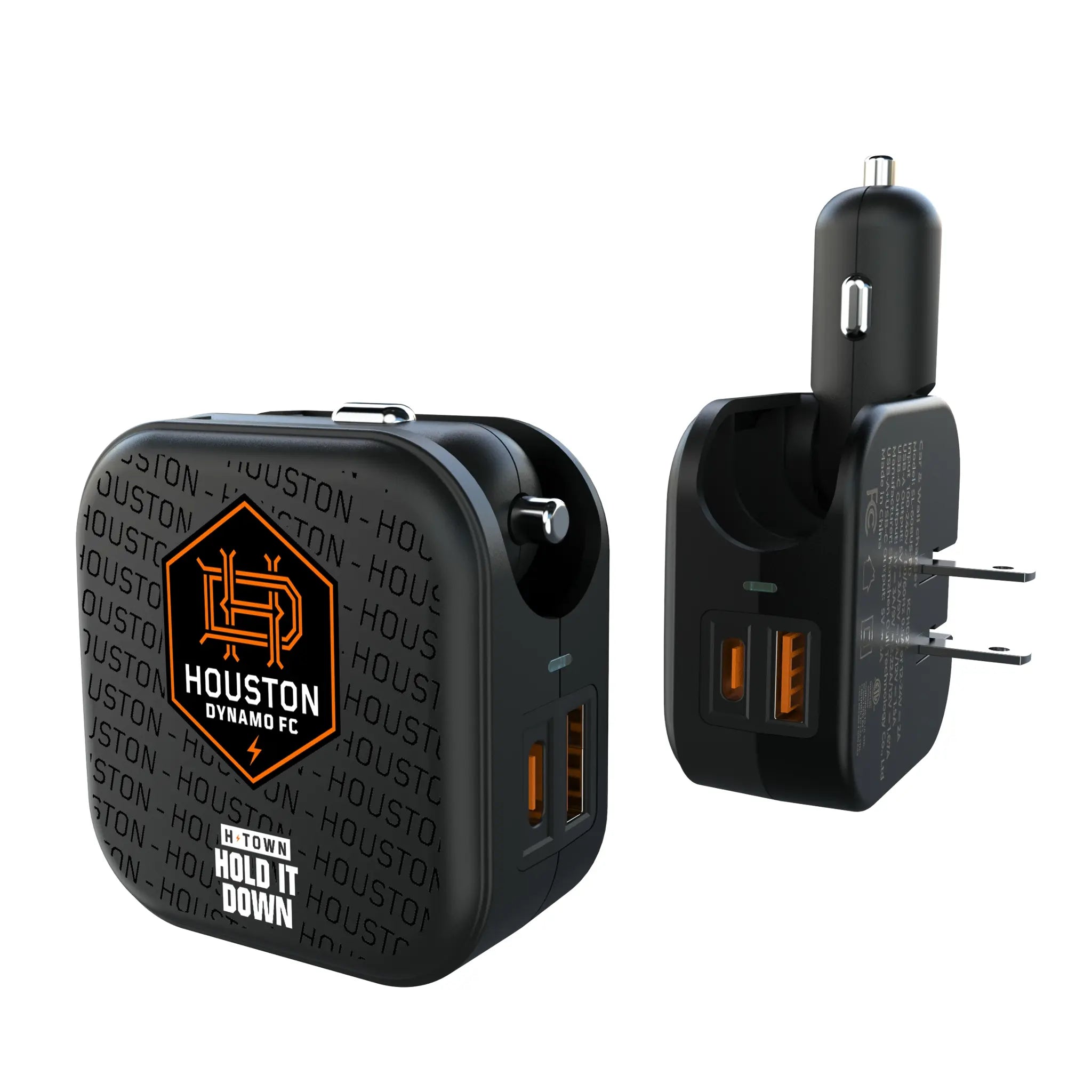 Houston Dynamo Text Backdrop 2 in 1 USB A/C Charger