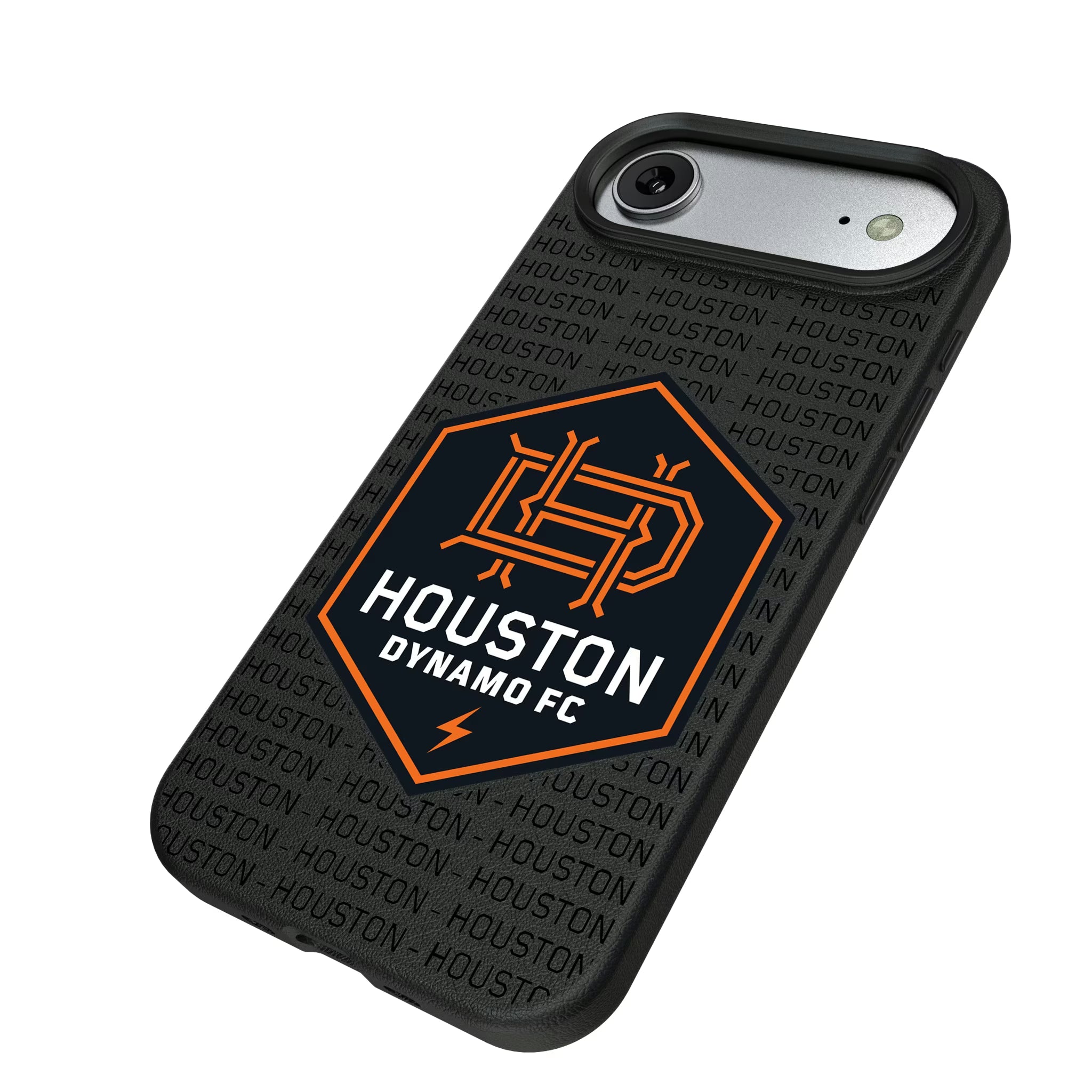 Houston Dynamo Text Backdrop iPhone MagSafe Compatible Phone Case for Apple iPhone - Isometric View#Device_iPhone Air