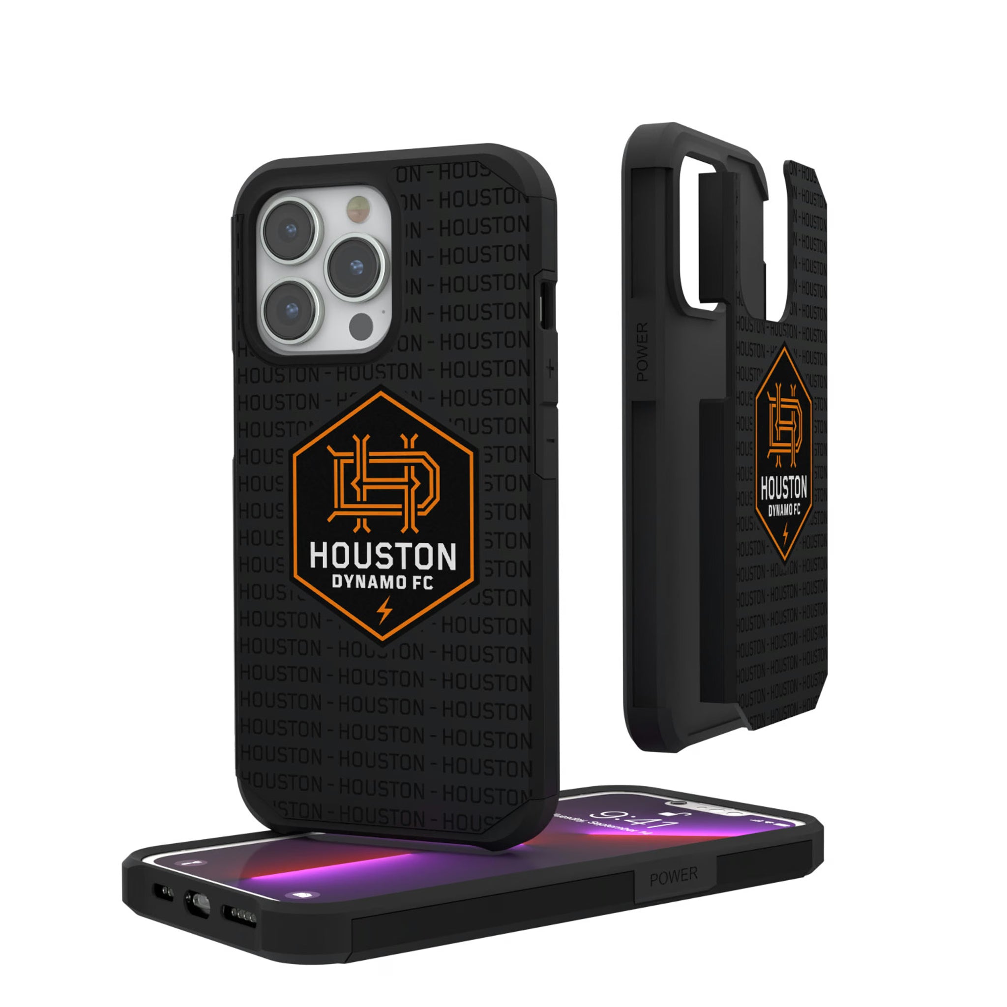 Houston Dynamo Text Backdrop iPhone Rugged Phone Case for Apple iPhone