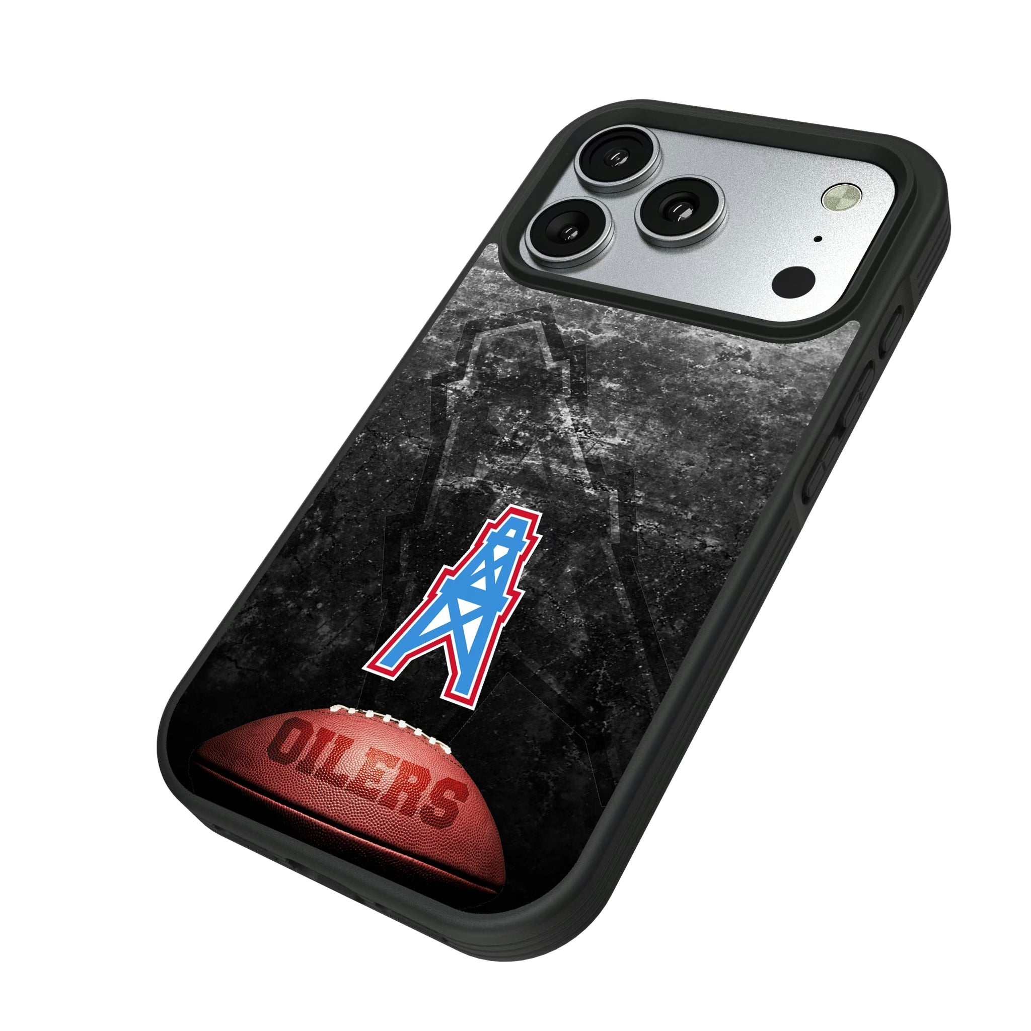 Houston Oilers Historic Collection Legendary iPhone Bump Phone Case for Apple iPhone - Isometric View#Device_iPhone 17 Pro