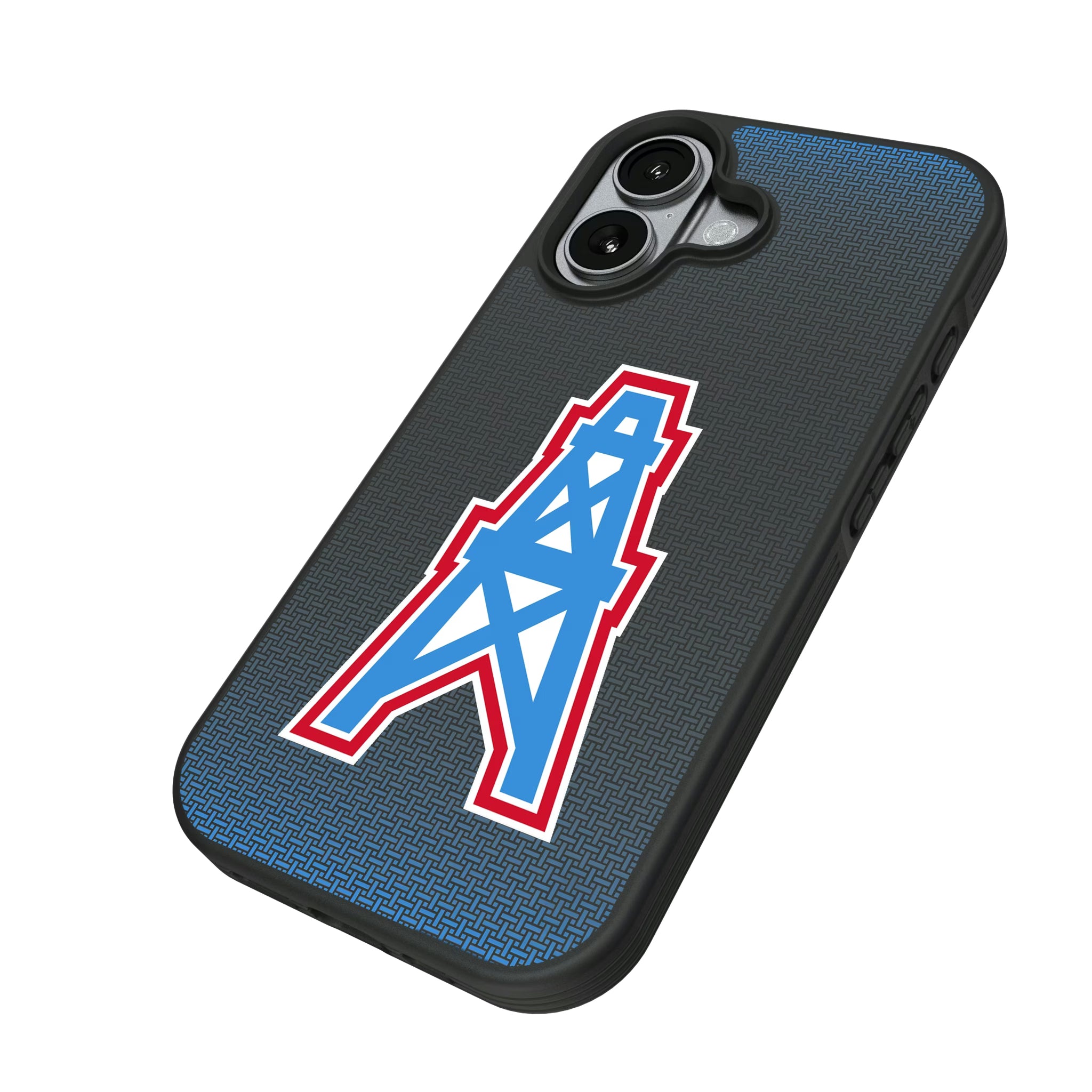 Houston Oilers Historic Collection Linen iPhone Bump Phone Case for Apple iPhone - Isometric View#Device_iPhone 17