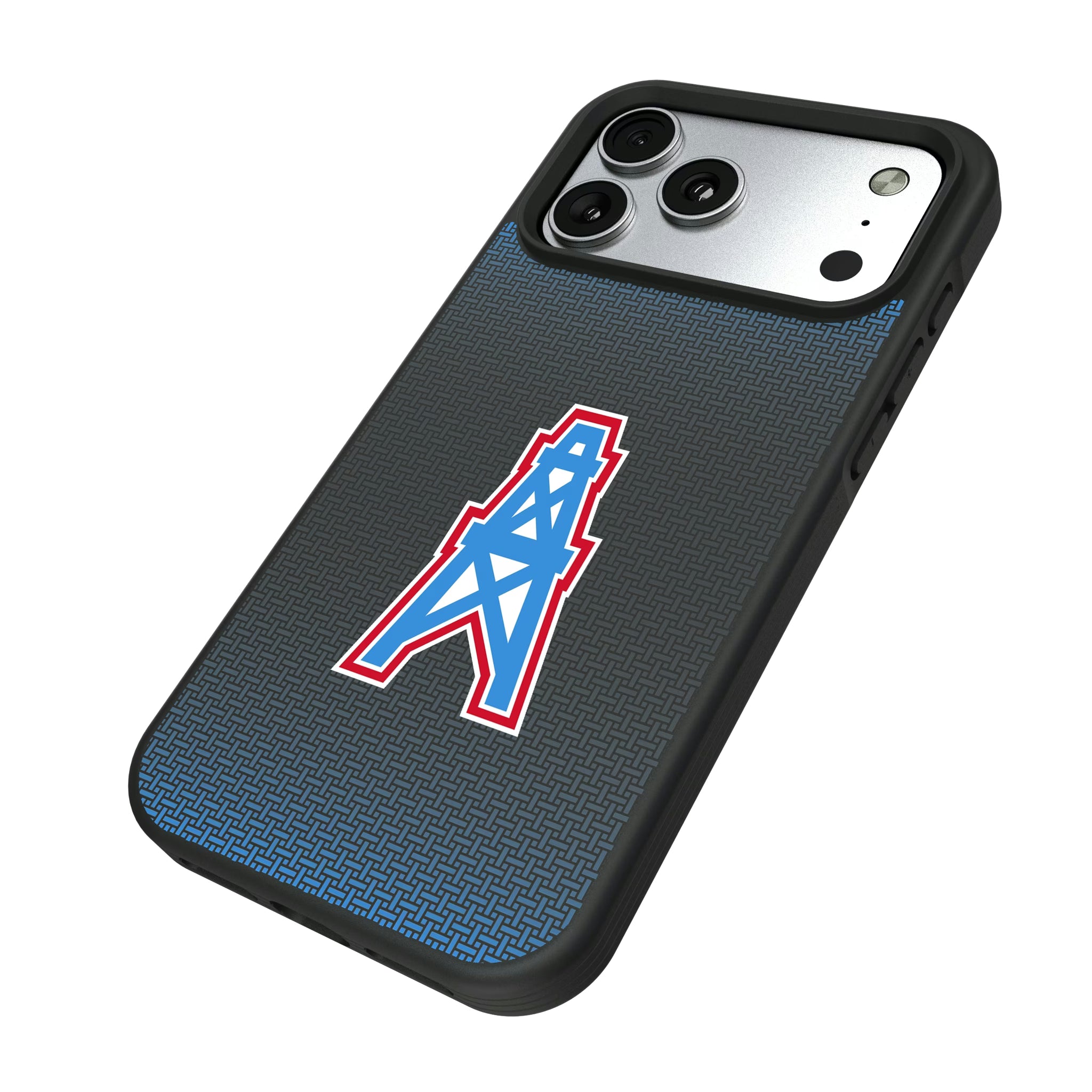 Houston Oilers Historic Collection Linen iPhone Bump Phone Case for Apple iPhone - Isometric View#Device_iPhone 17 Pro Max