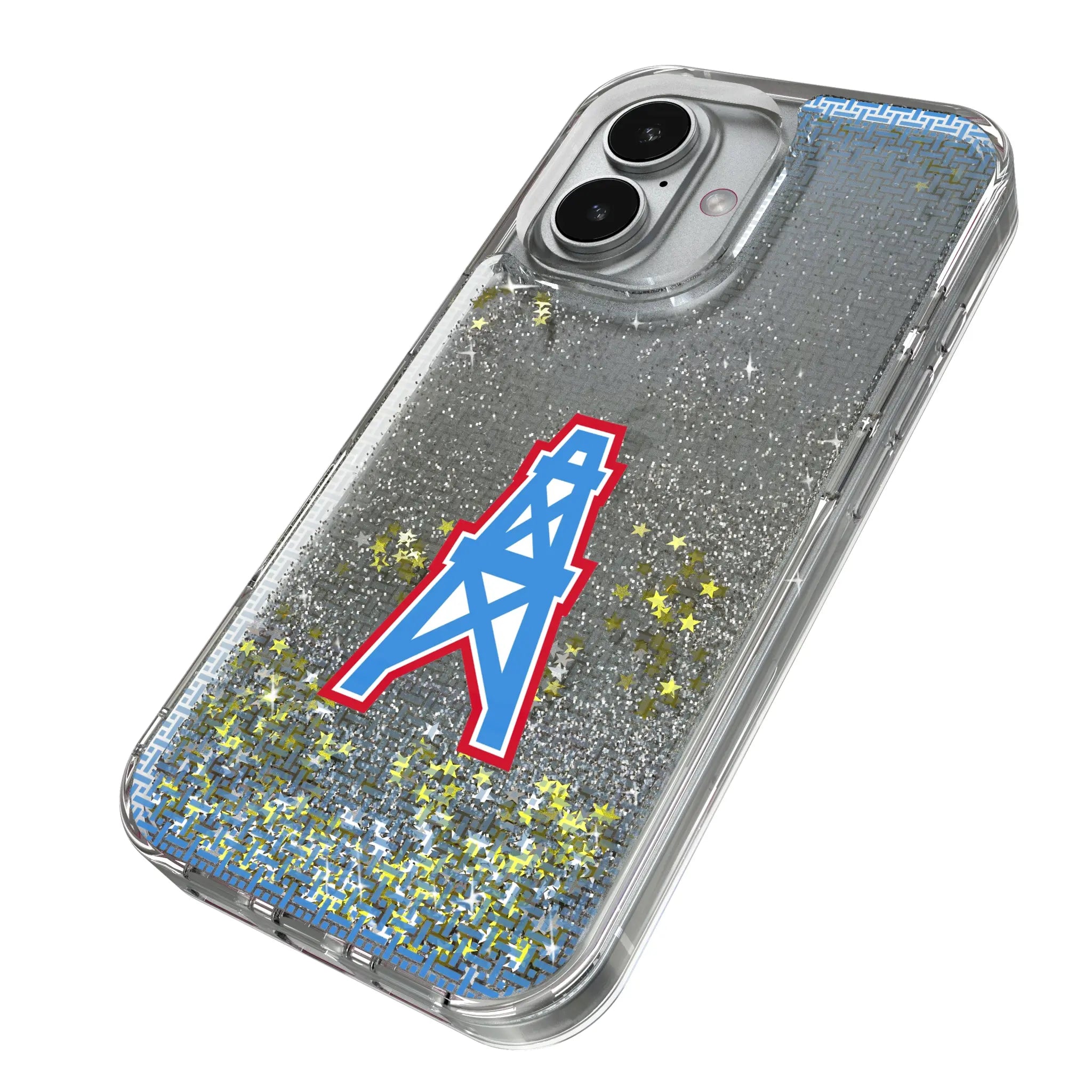 Houston Oilers Historic Collection Linen iPhone Glitter Phone Case for Apple iPhone - Isometric View