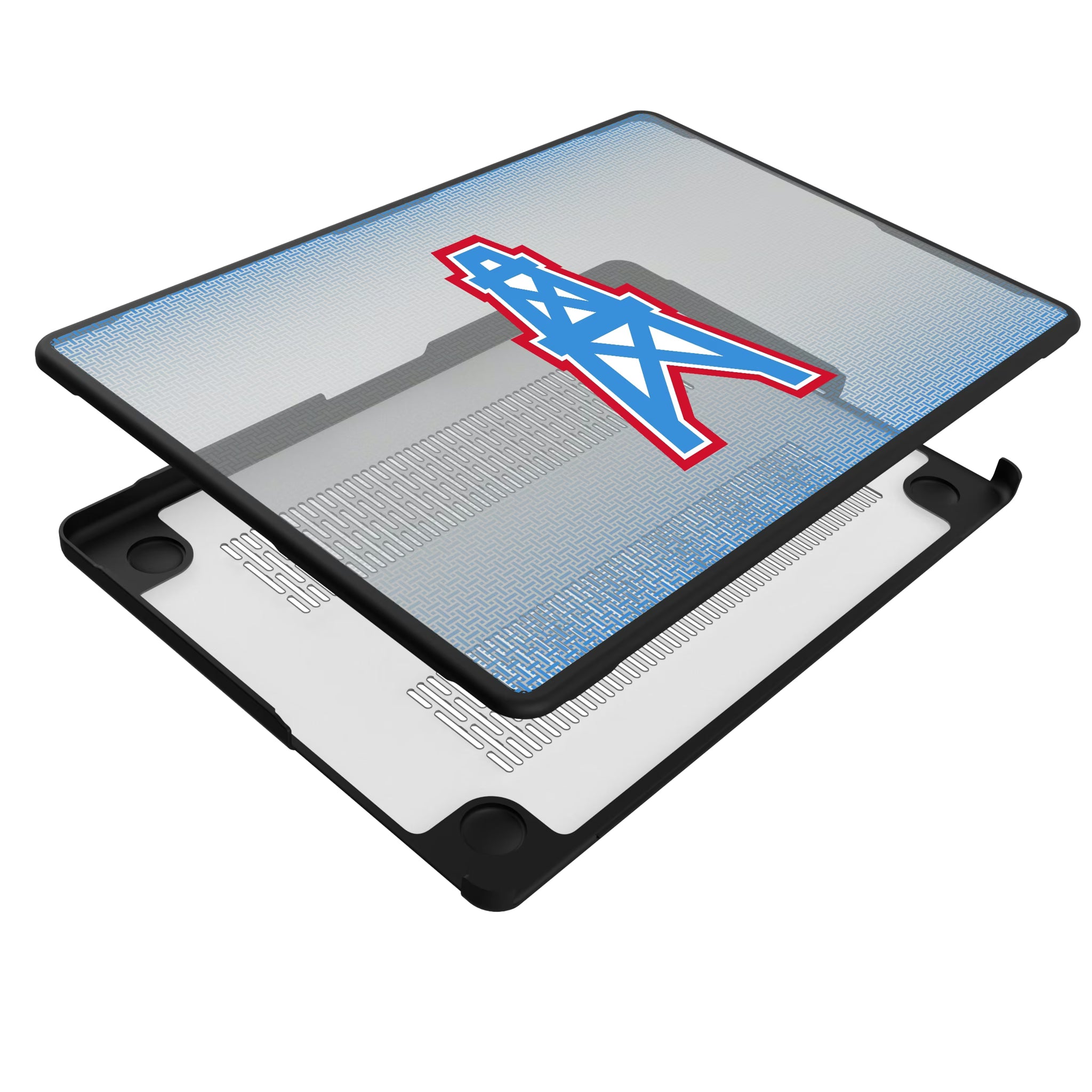 Houston Oilers Historic Collection Linen MacBook Laptop Case for Apple MacBook - Isometric View#Device_MacBook Pro (14-inch, 2021) / MacBook Pro (14-inch, 2023) / MacBook Pro (14-inch, 2024)