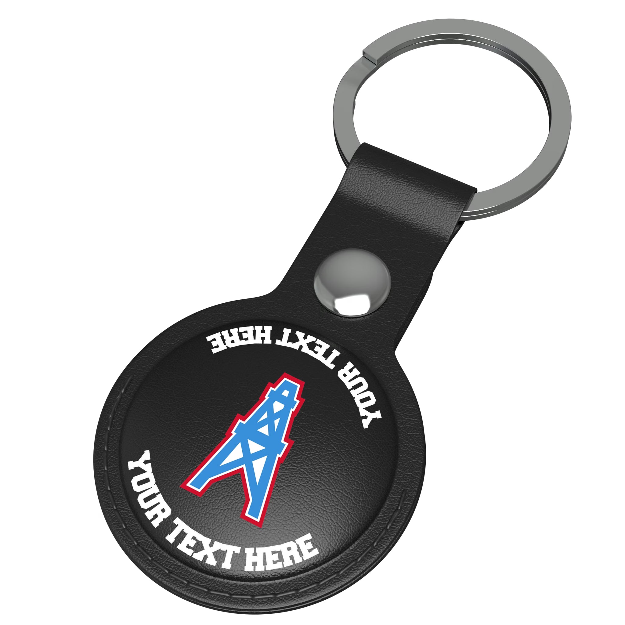 Houston Oilers Historic Collection Personalized Insignia AirTag Black Airtag Holder - Isometric View