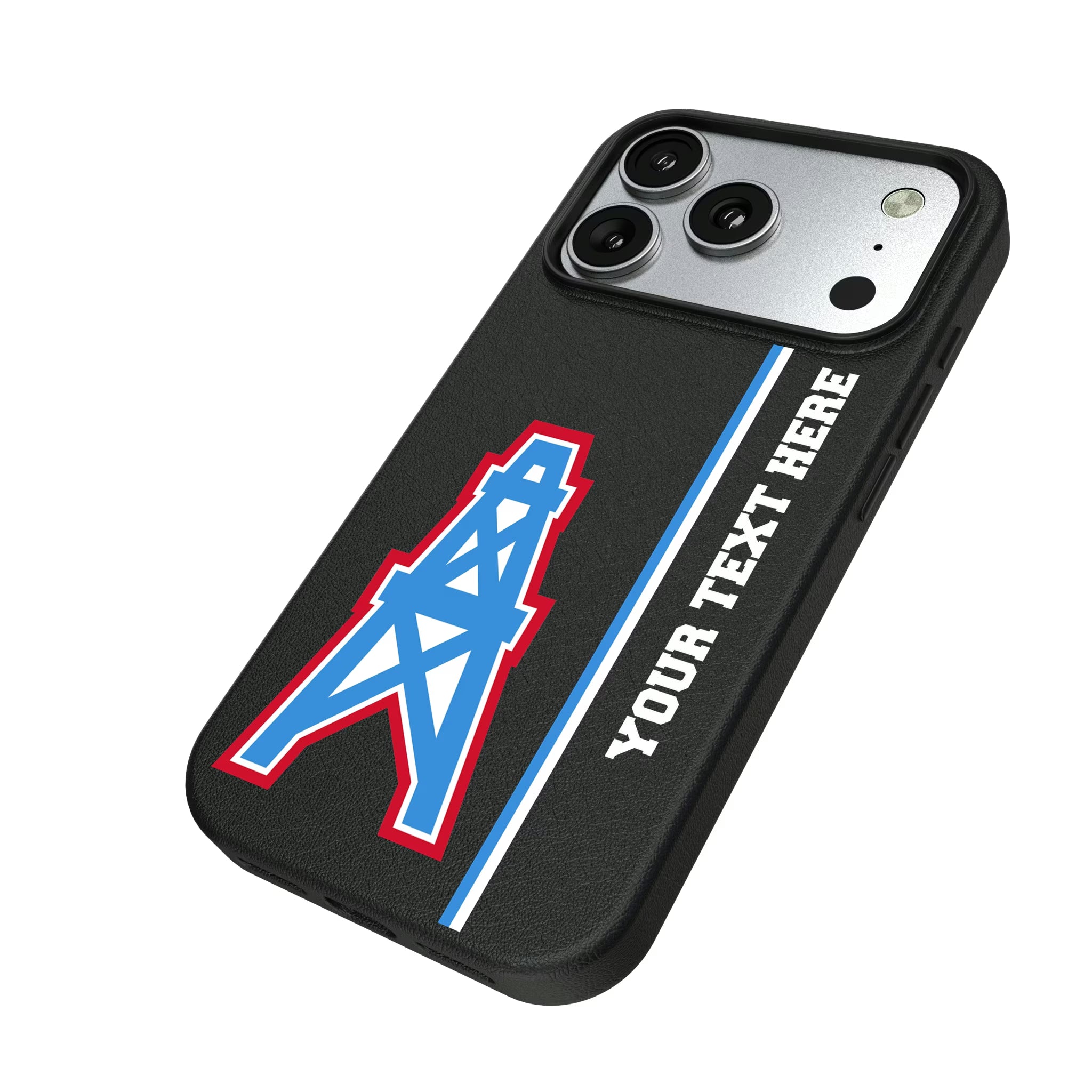 Houston Oilers Historic Collection Personalized Sidebard iPhone MagSafe Compatible Phone Case for Apple iPhone - Isometric View#Device_iPhone 17 Pro