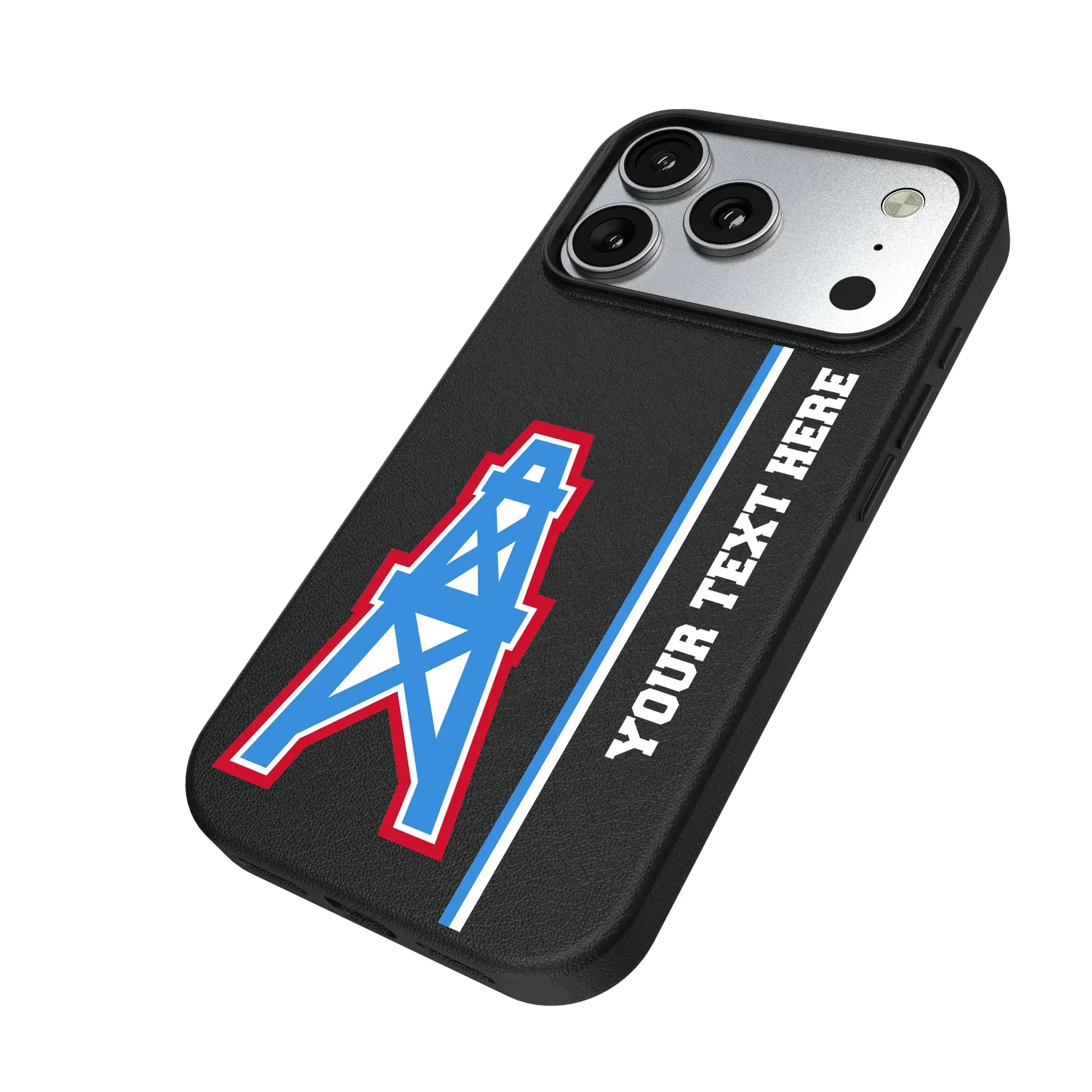 Houston Oilers Historic Collection Personalized Sidebard iPhone MagSafe Compatible Phone Case for Apple iPhone - Isometric View#Device_iPhone 17 Pro
