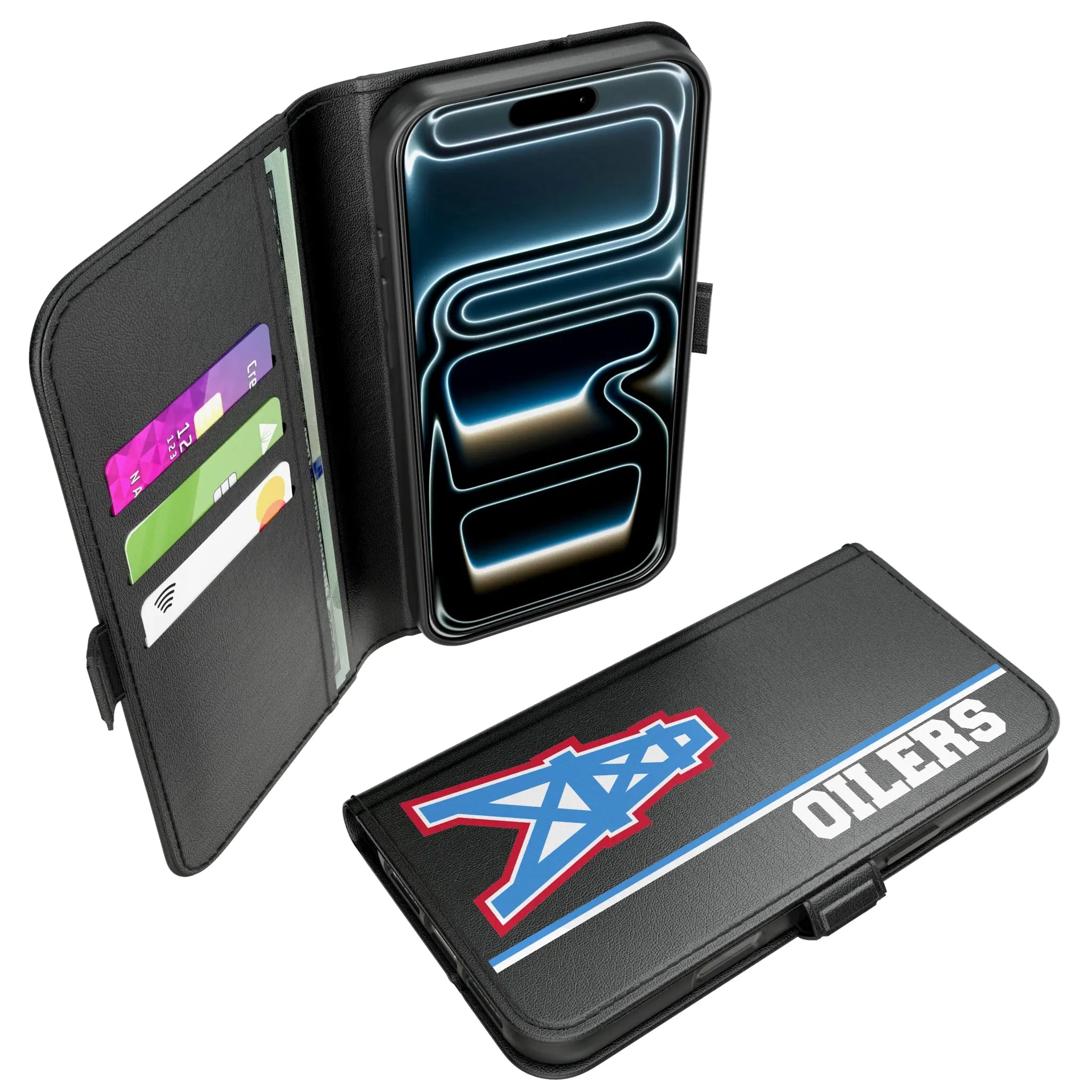 Houston Oilers Historic Collection Sidebar iPhone Folio Phone Case for Apple iPhone#Device_iPhone 17 Pro Max