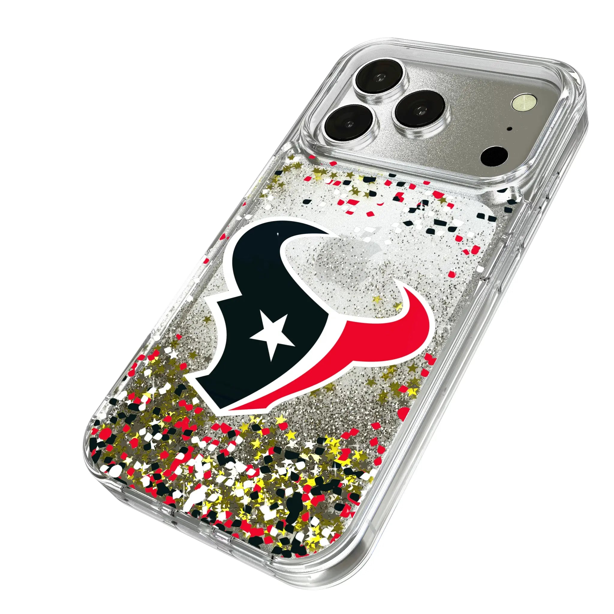 Houston Texans Confetti iPhone Glitter Phone Case for Apple iPhone - Isometric View