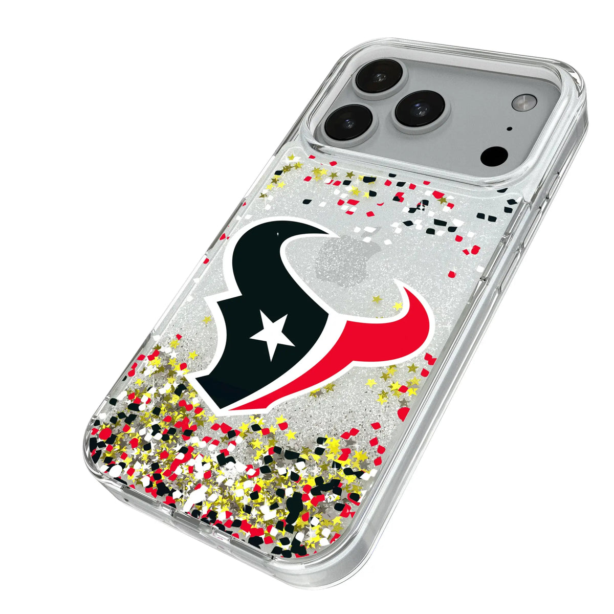 Houston Texans Confetti iPhone Glitter Phone Case for Apple iPhone - Isometric View#Device_iPhone 18 Pro