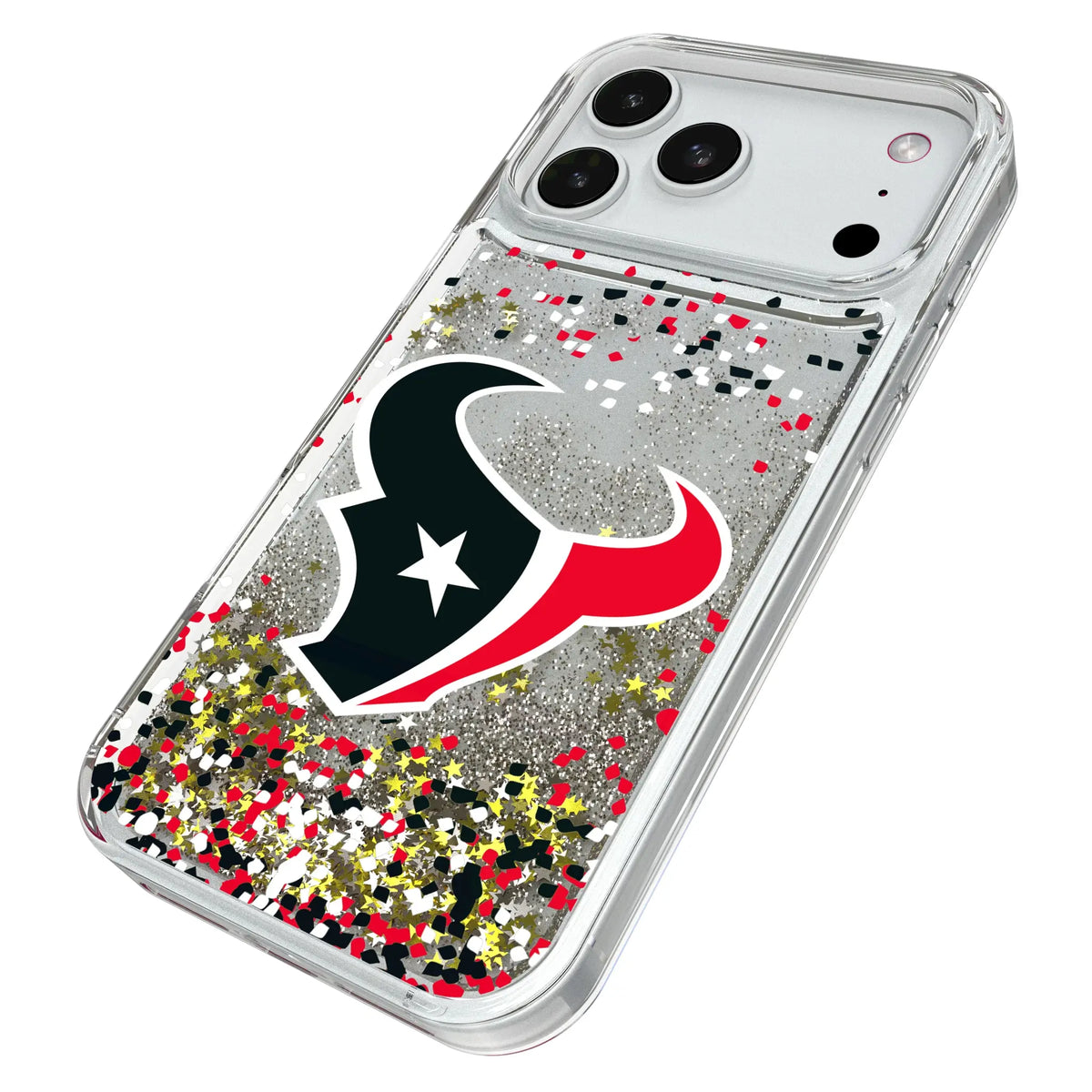 Houston Texans Confetti iPhone Glitter Phone Case for Apple iPhone - Isometric View#Device_iPhone 18 Pro Max