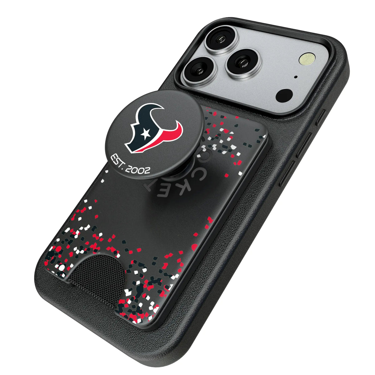 Houston Texans Confetti Popsockets Wallet Magnetic - Isometric View