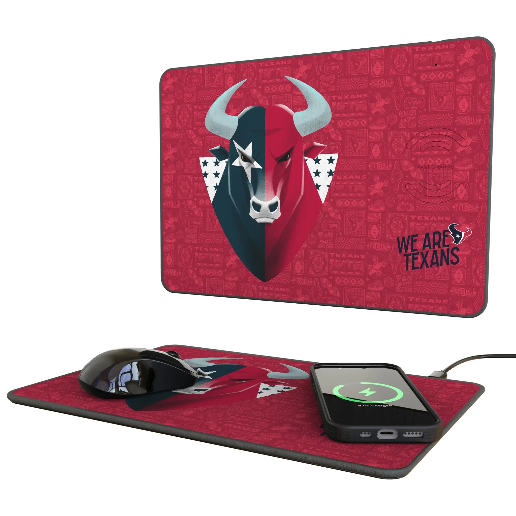 Houston Texans Deco 15-Watt Wireless Charger and Mouse Pad