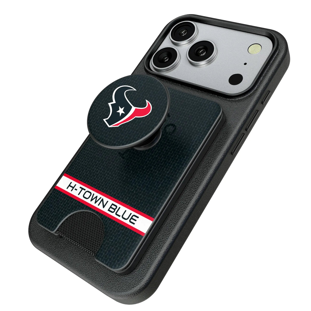 Houston Texans Endzone Solid Popsockets Wallet Magnetic - Isometric View