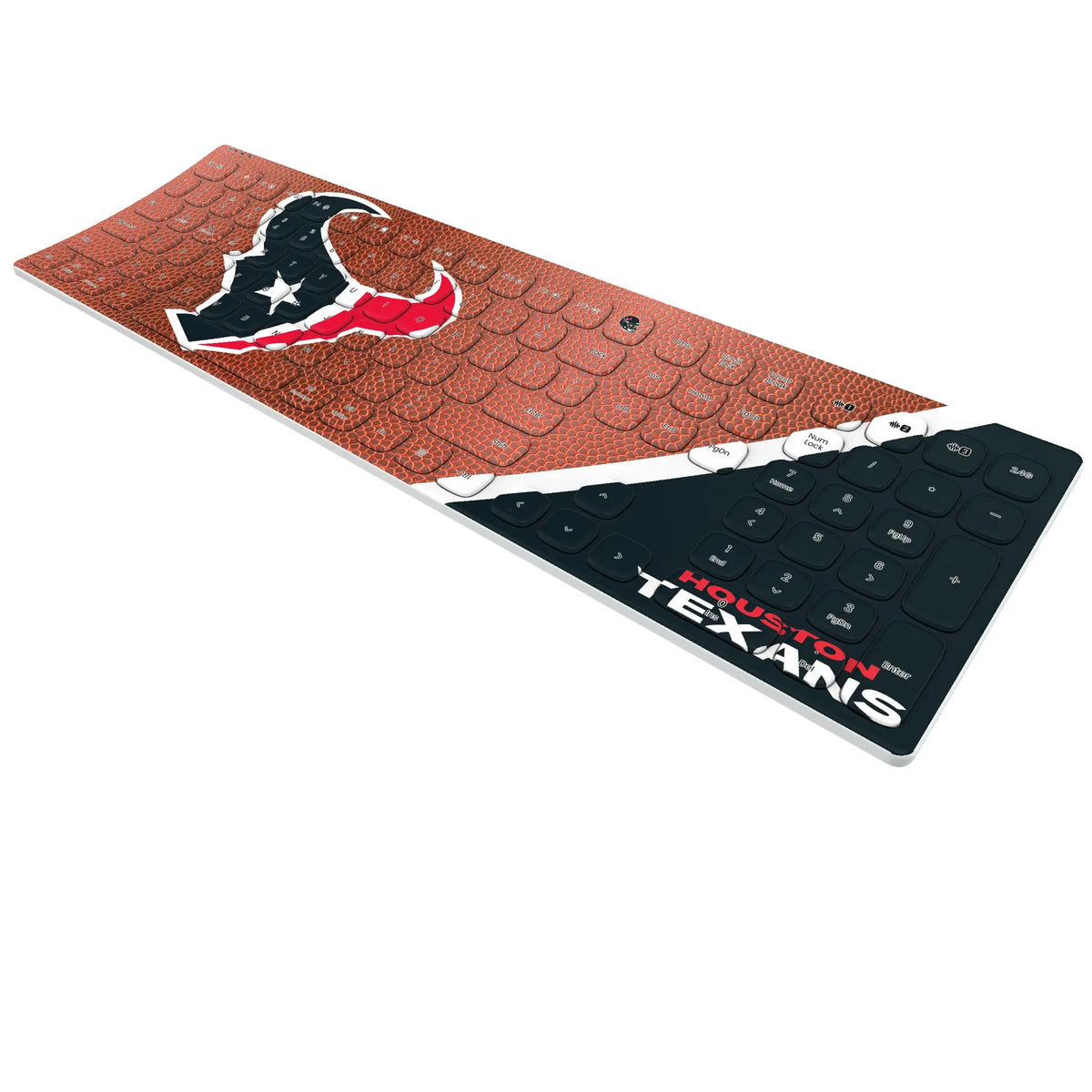 Houston Texans Football KKB605 Curved Wireless Keyboard - Isometric View