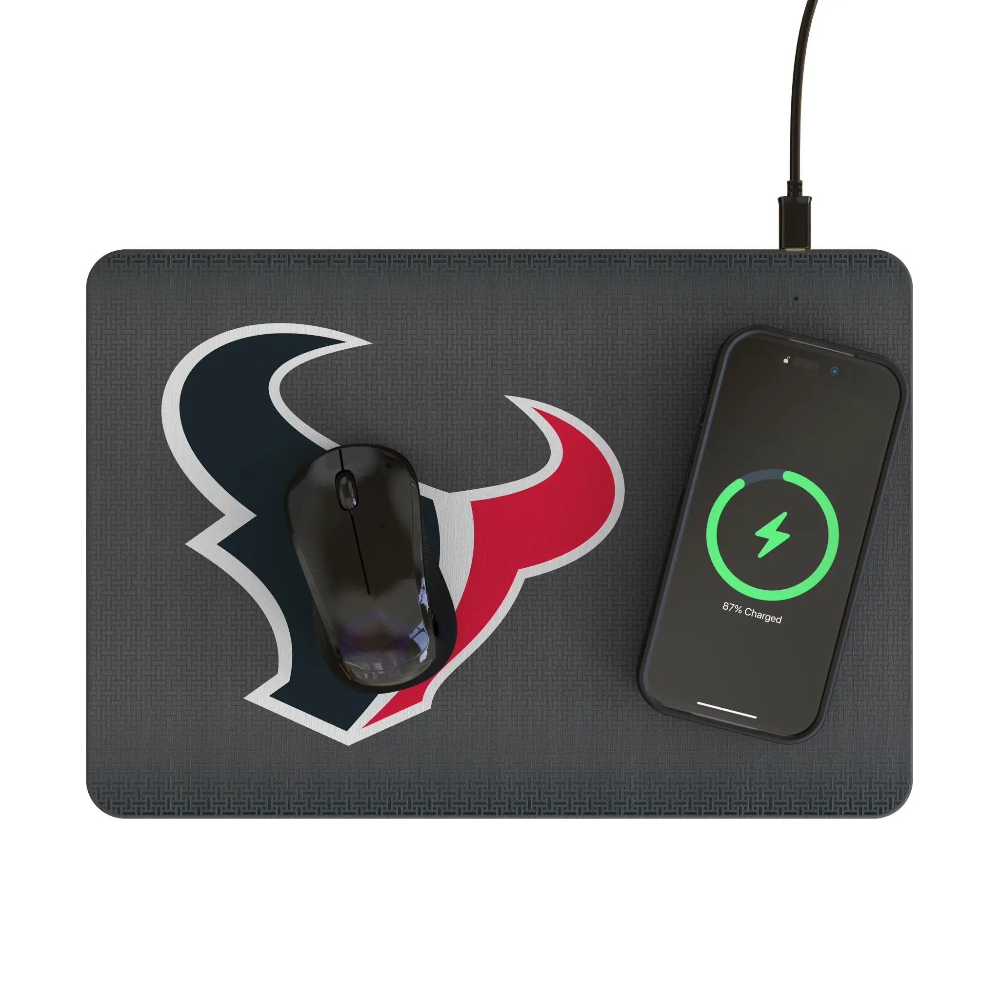 Houston Texans Linen 15-Watt Wireless Charger and Mouse Pad - Lifestyle