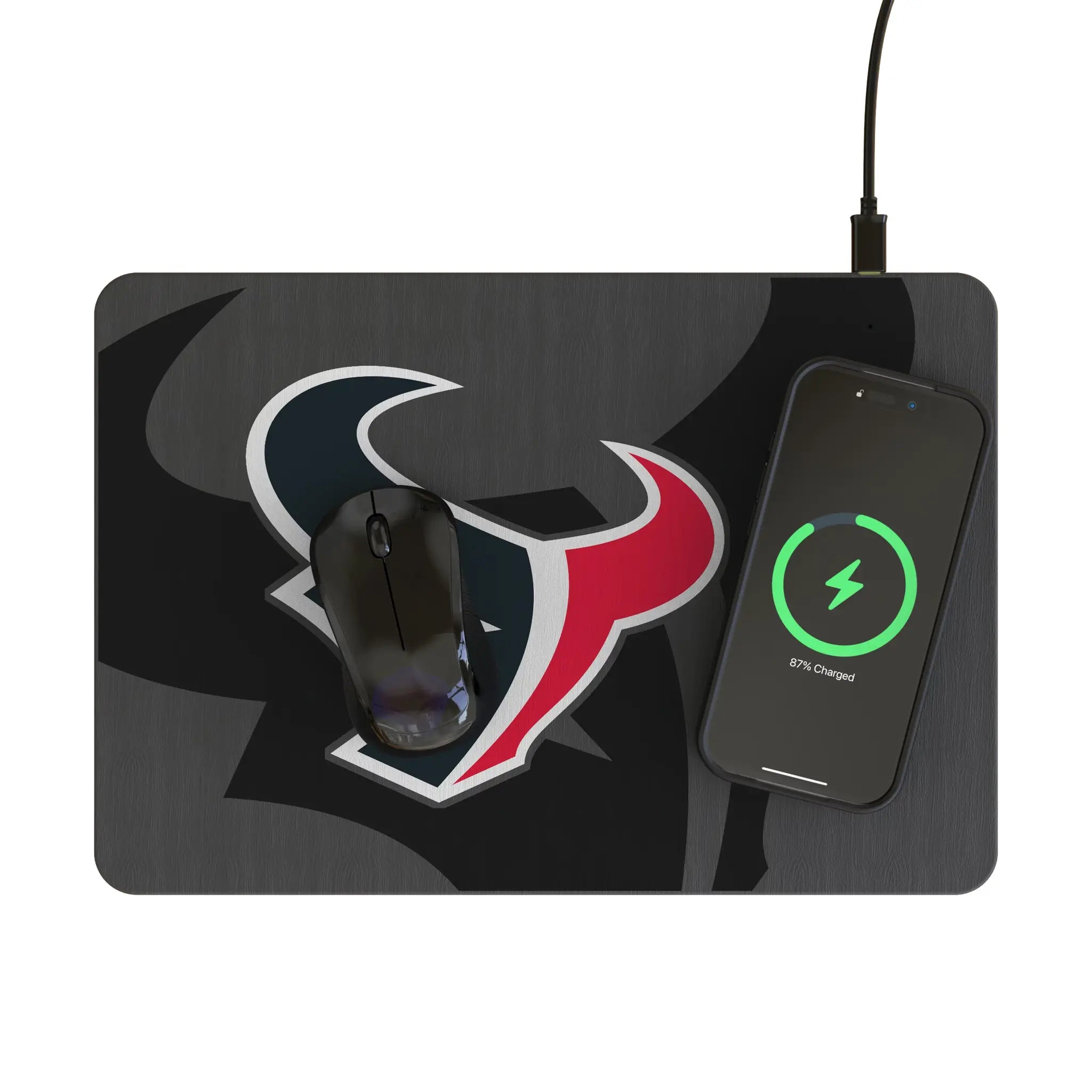 Houston Texans Monocolor Tilt 15-Watt Wireless Charger and Mouse Pad - Lifestyle