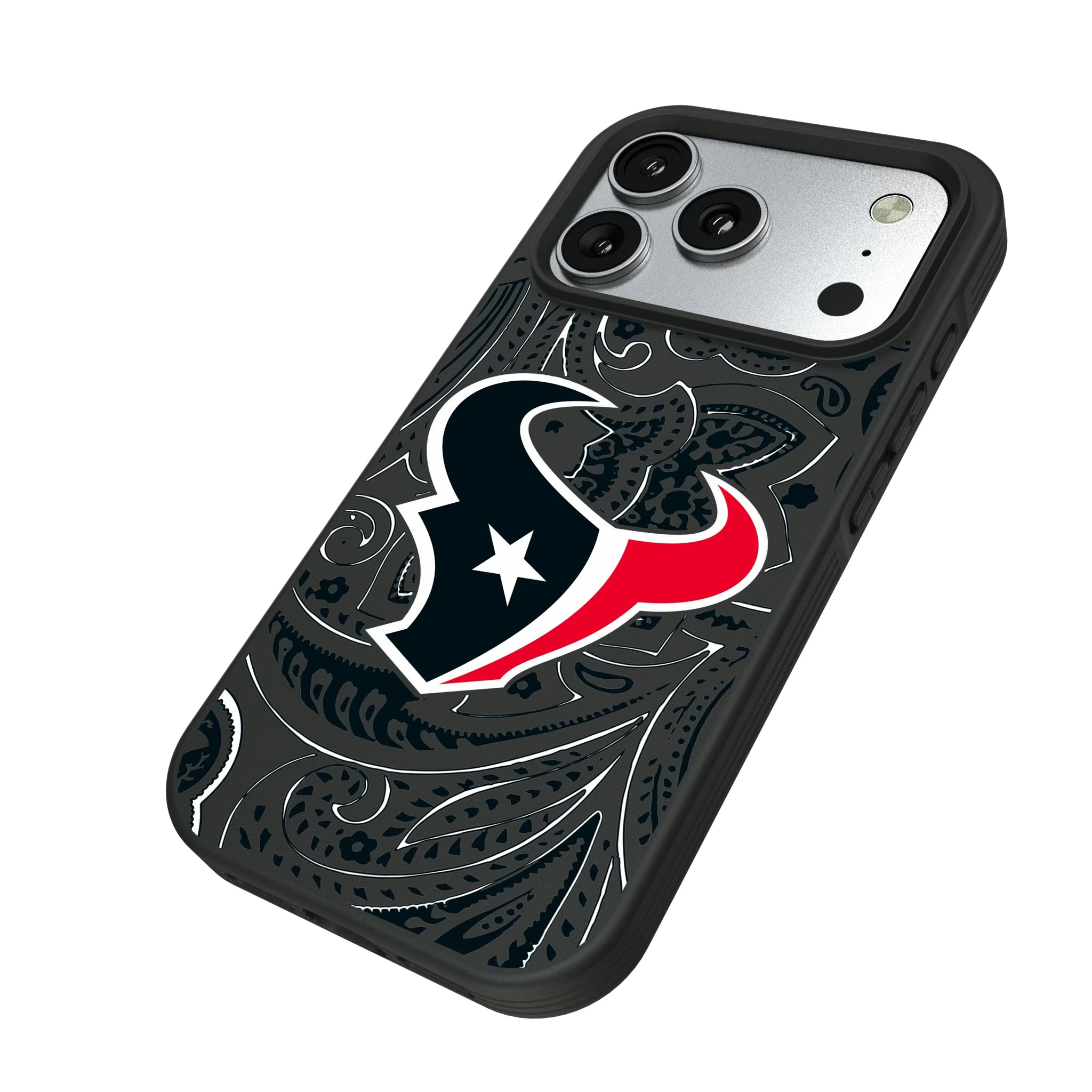 Houston Texans Paisley iPhone Bump Phone Case for Apple iPhone - Isometric View#Device_iPhone 17 Pro