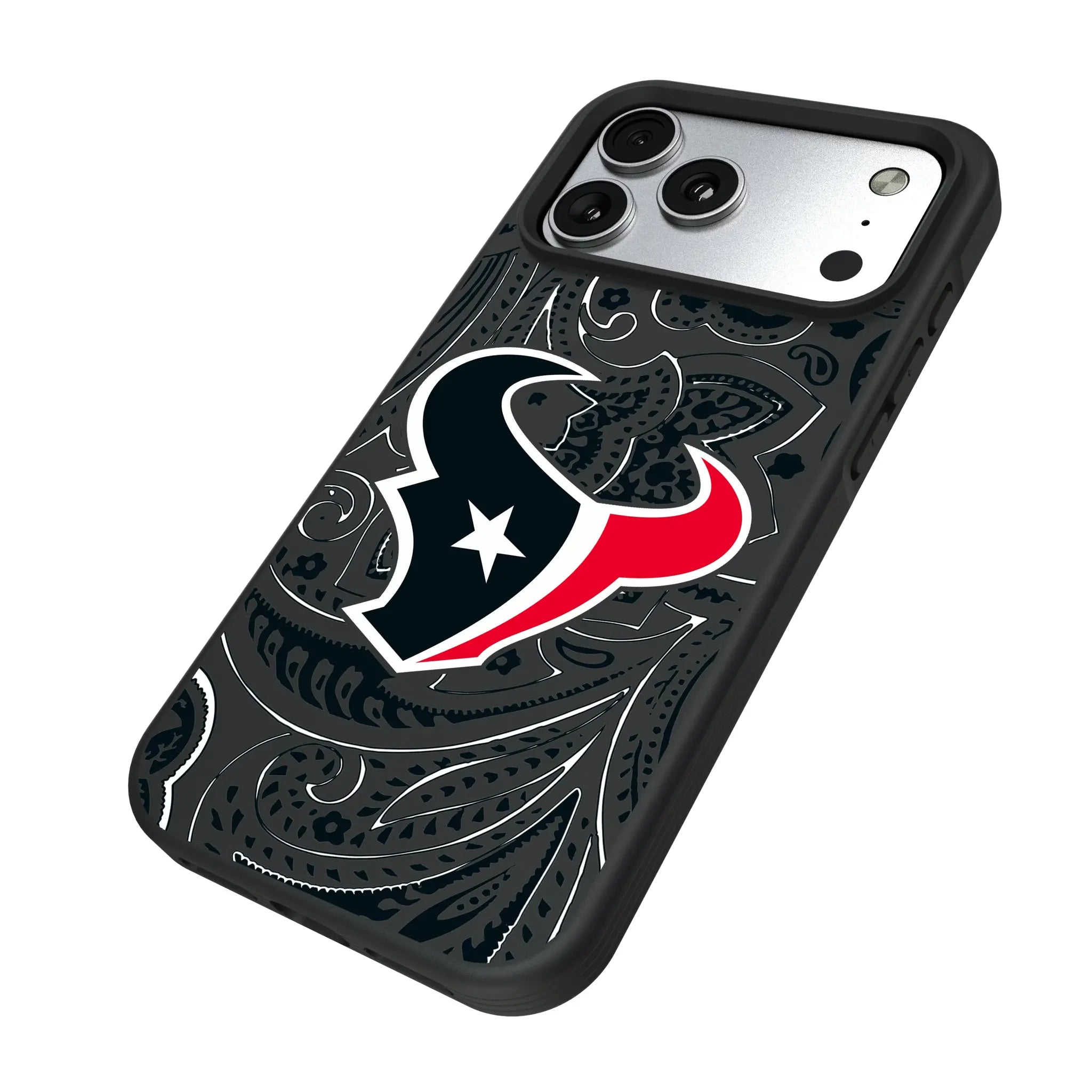 Houston Texans Paisley iPhone Bump Phone Case for Apple iPhone - Isometric View#Device_iPhone 17 Pro Max