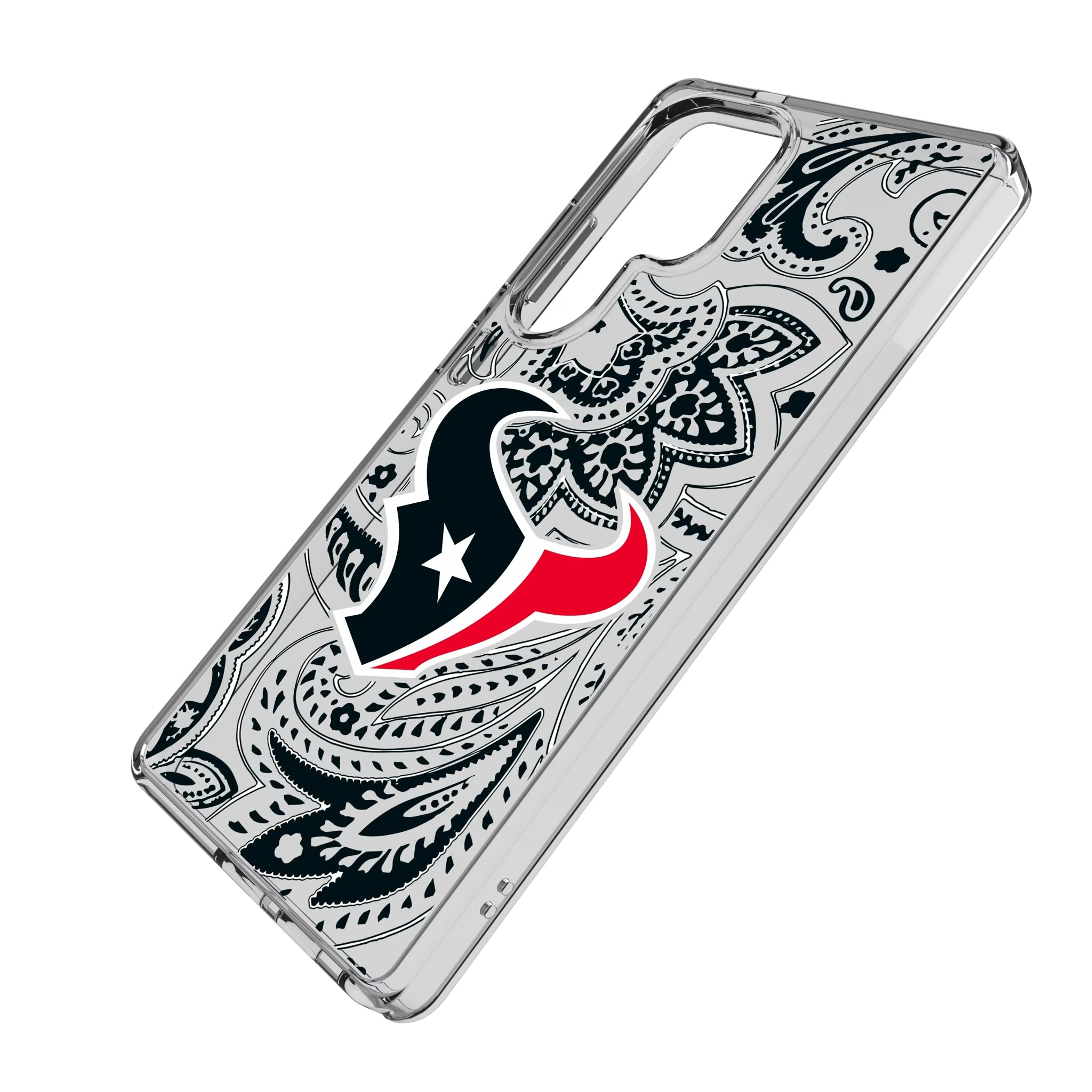 Houston Texans Paisley Galaxy Clear Phone Case for Samsung Galaxy - Isometric View