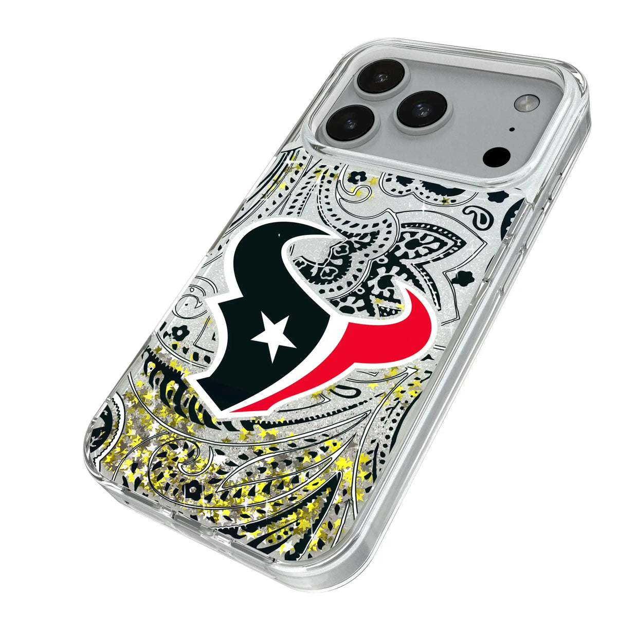 Houston Texans Paisley iPhone Glitter Phone Case for Apple iPhone - Isometric View#Device_iPhone 18 Pro