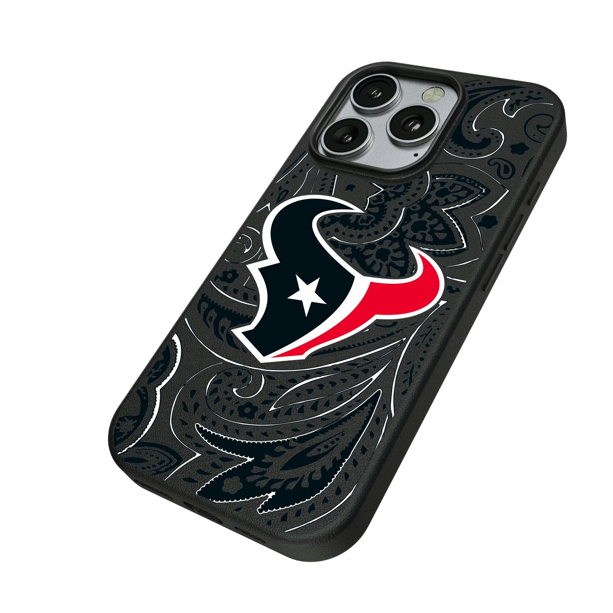 Houston Texans Paisley iPhone MagSafe Compatible Phone Case for Apple iPhone - Isometric View