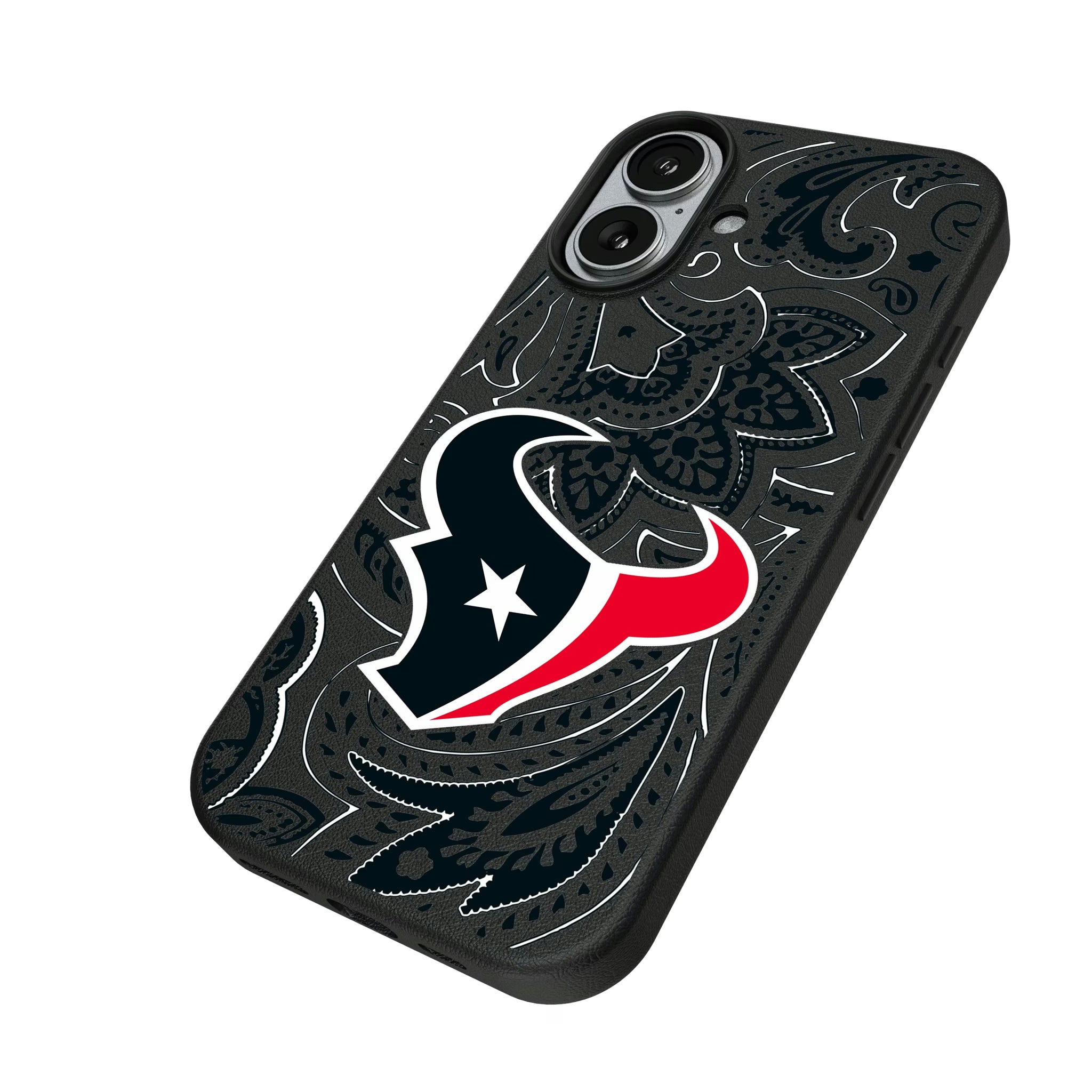 Houston Texans Paisley iPhone MagSafe Compatible Phone Case for Apple iPhone - Isometric View#Device_iPhone 17