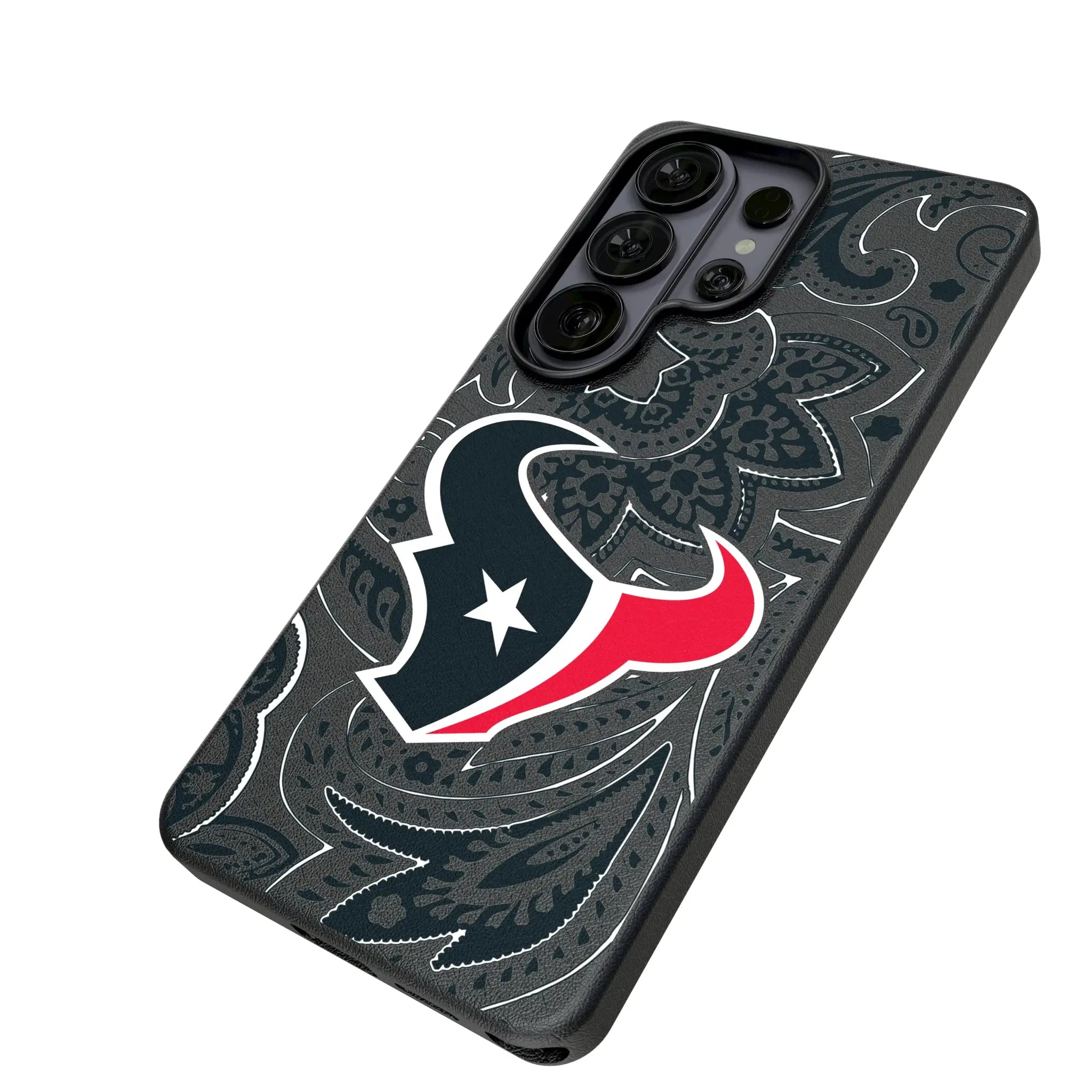 Houston Texans Paisley Galaxy MagSafe Compatible Phone Case for Samsung Galaxy - Isometric View#Device_Galaxy S26 Ultra