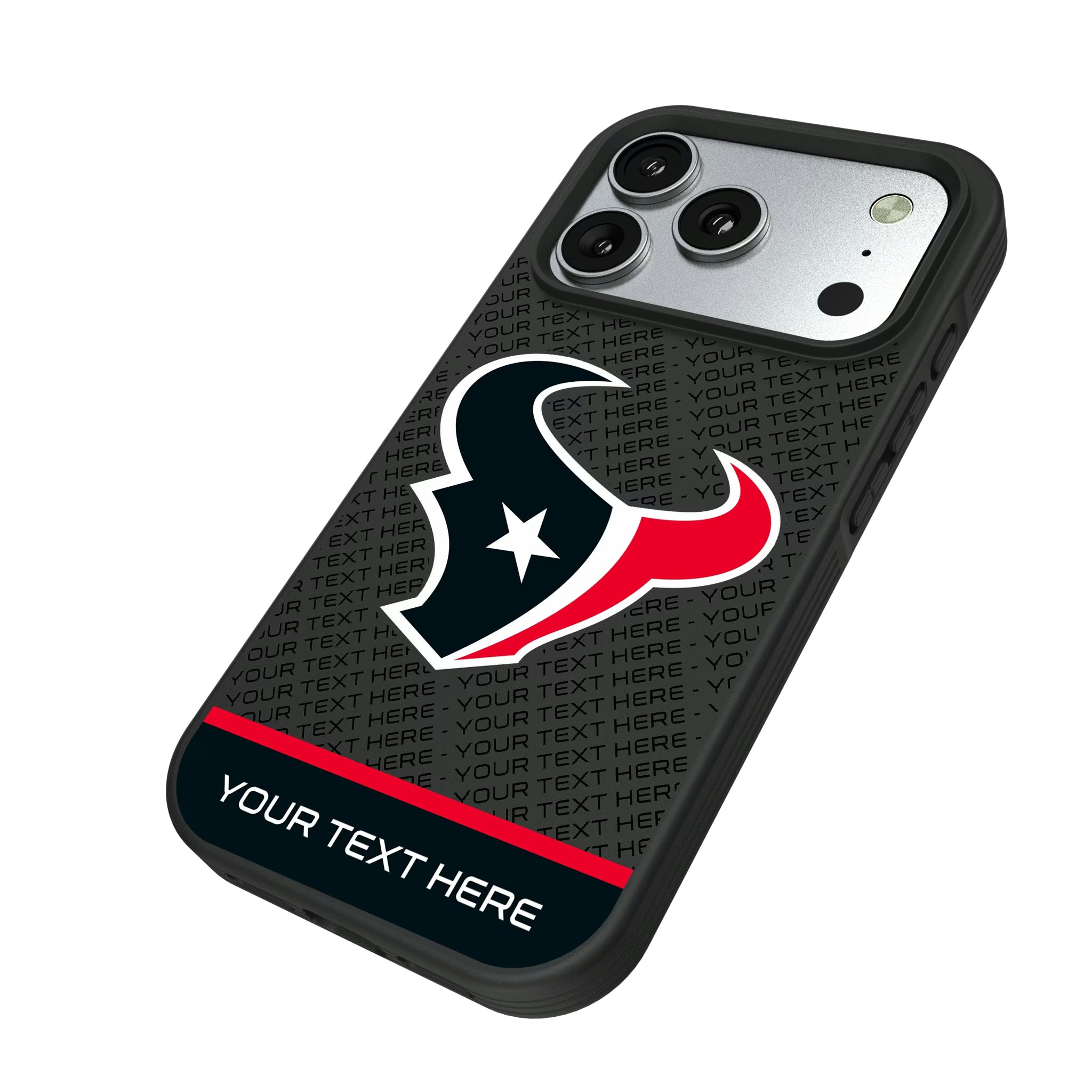 Houston Texans Personalized EndZone Plus iPhone Bump Phone Case for Apple iPhone - Isometric View#Device_iPhone 17 Pro