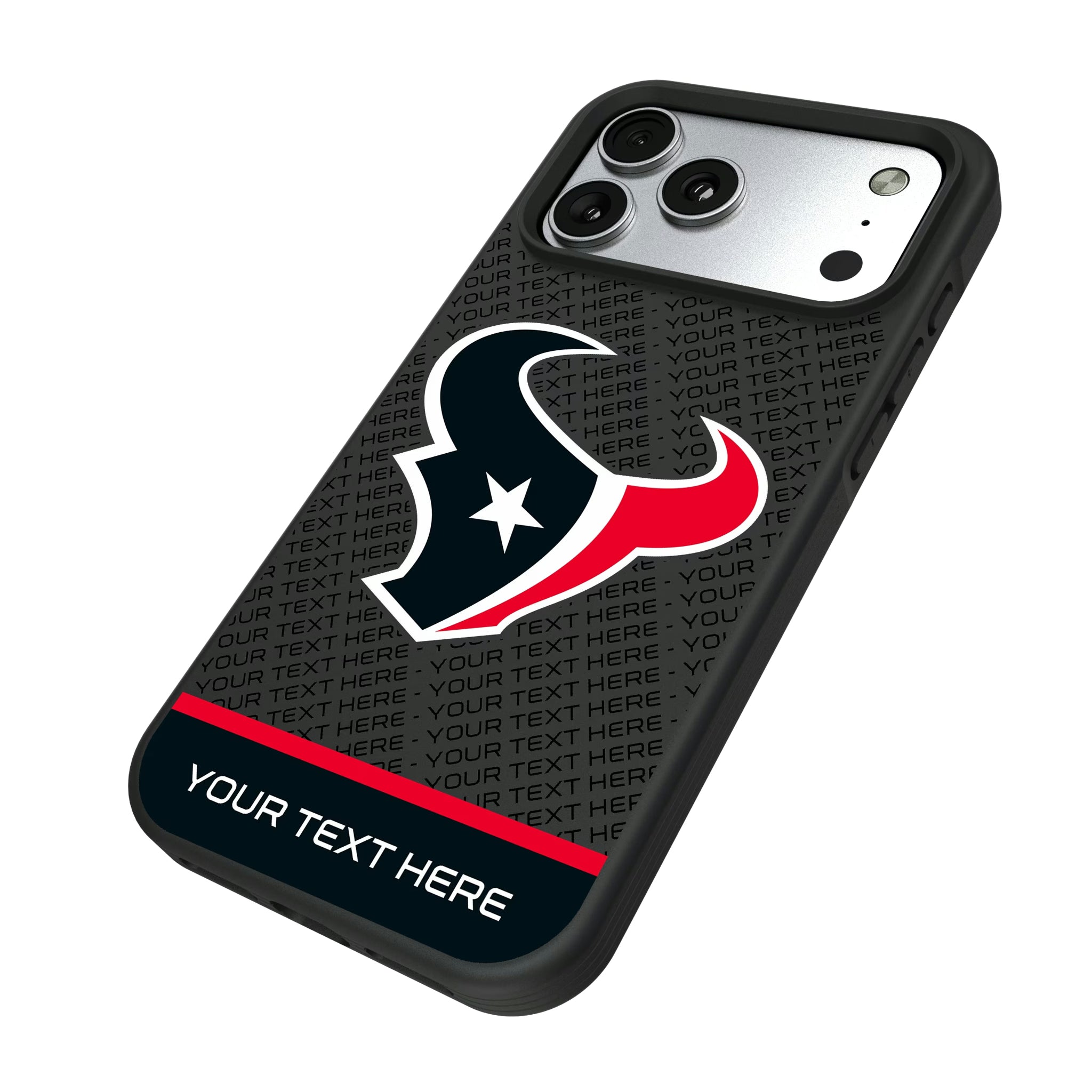 Houston Texans Personalized EndZone Plus iPhone Bump Phone Case for Apple iPhone - Isometric View#Device_iPhone 17 Pro Max