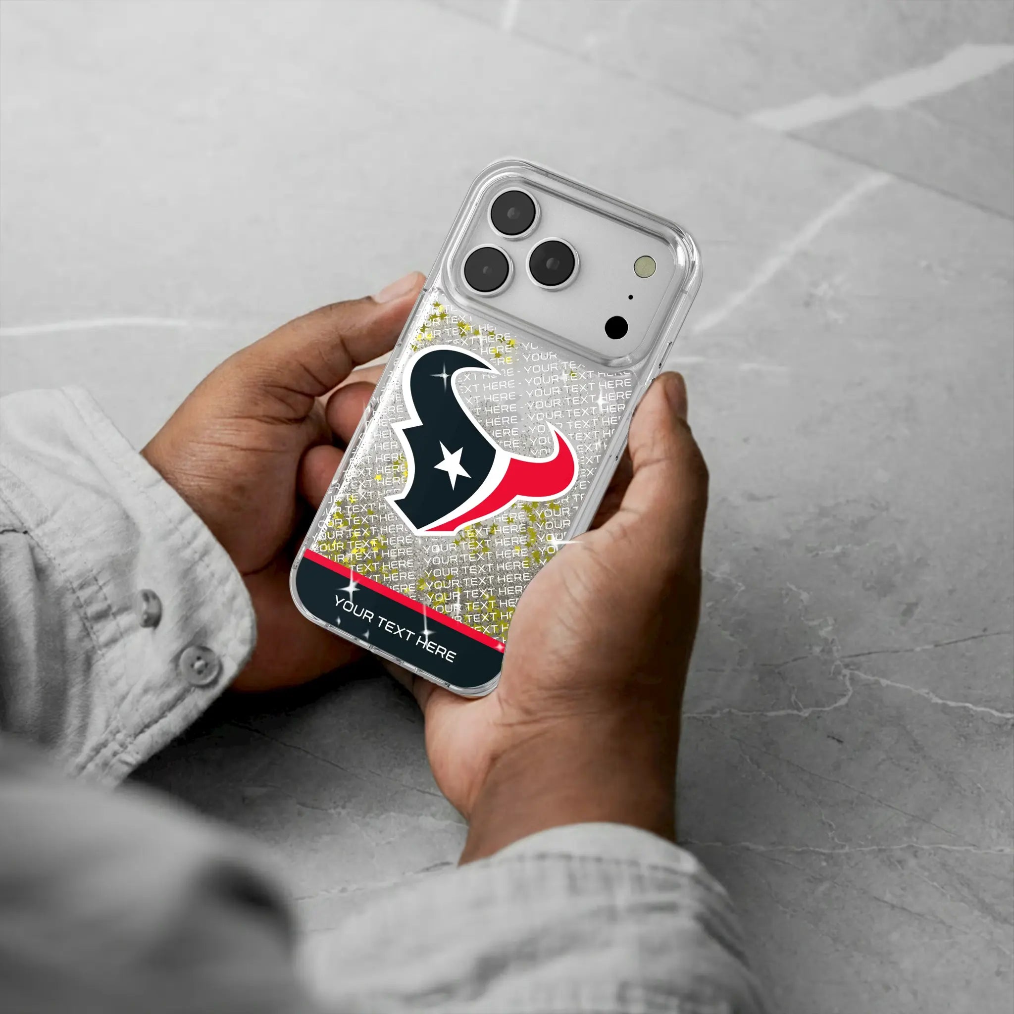 Houston Texans Personalized EndZone Plus iPhone Glitter Phone Case for Apple iPhone - Lifestyle#Device_iPhone 17 Pro