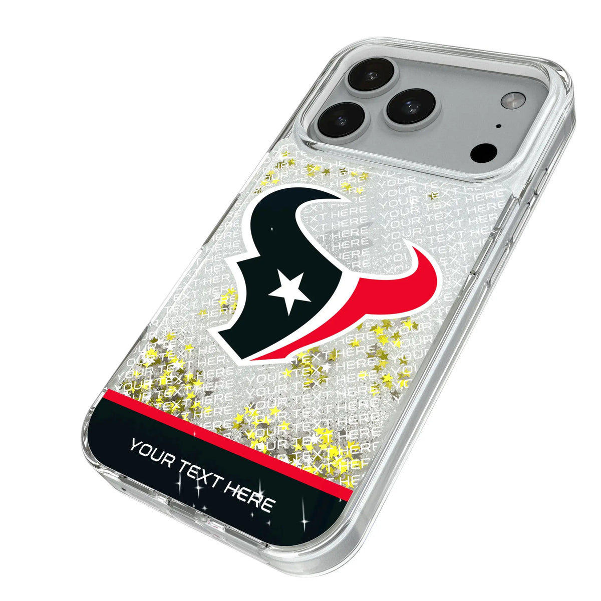 Houston Texans Personalized EndZone Plus iPhone Glitter Phone Case for Apple iPhone - Isometric View#Device_iPhone 18 Pro