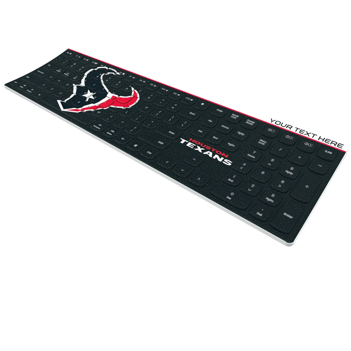 Houston Texans Personalized Endzone Solid KKB605 Curved Wireless Keyboard - Isometric View