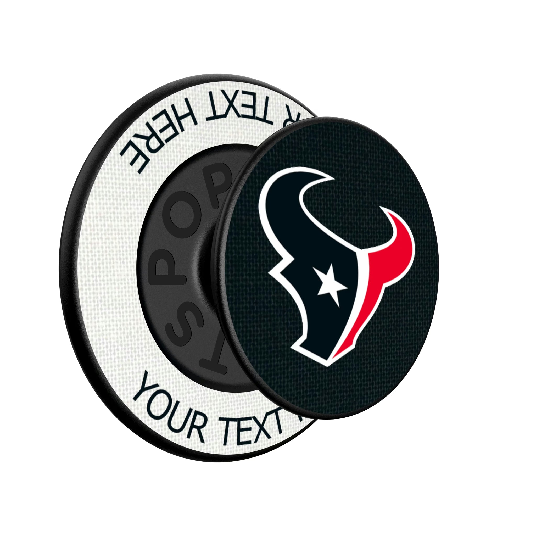Houston Texans Personalized Endzone Solid Popsockets Round Magnetic - Isometric View