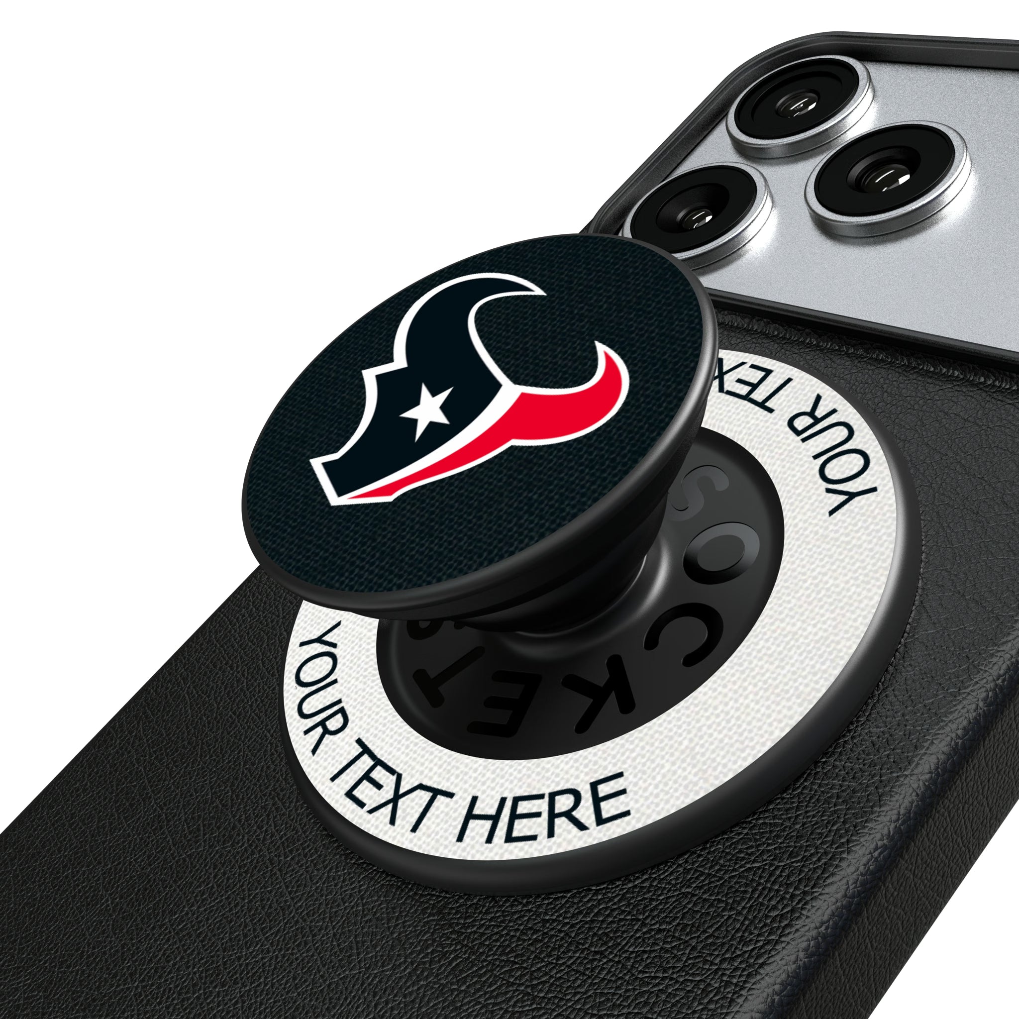 Houston Texans Personalized Endzone Solid Popsockets Round Magnetic