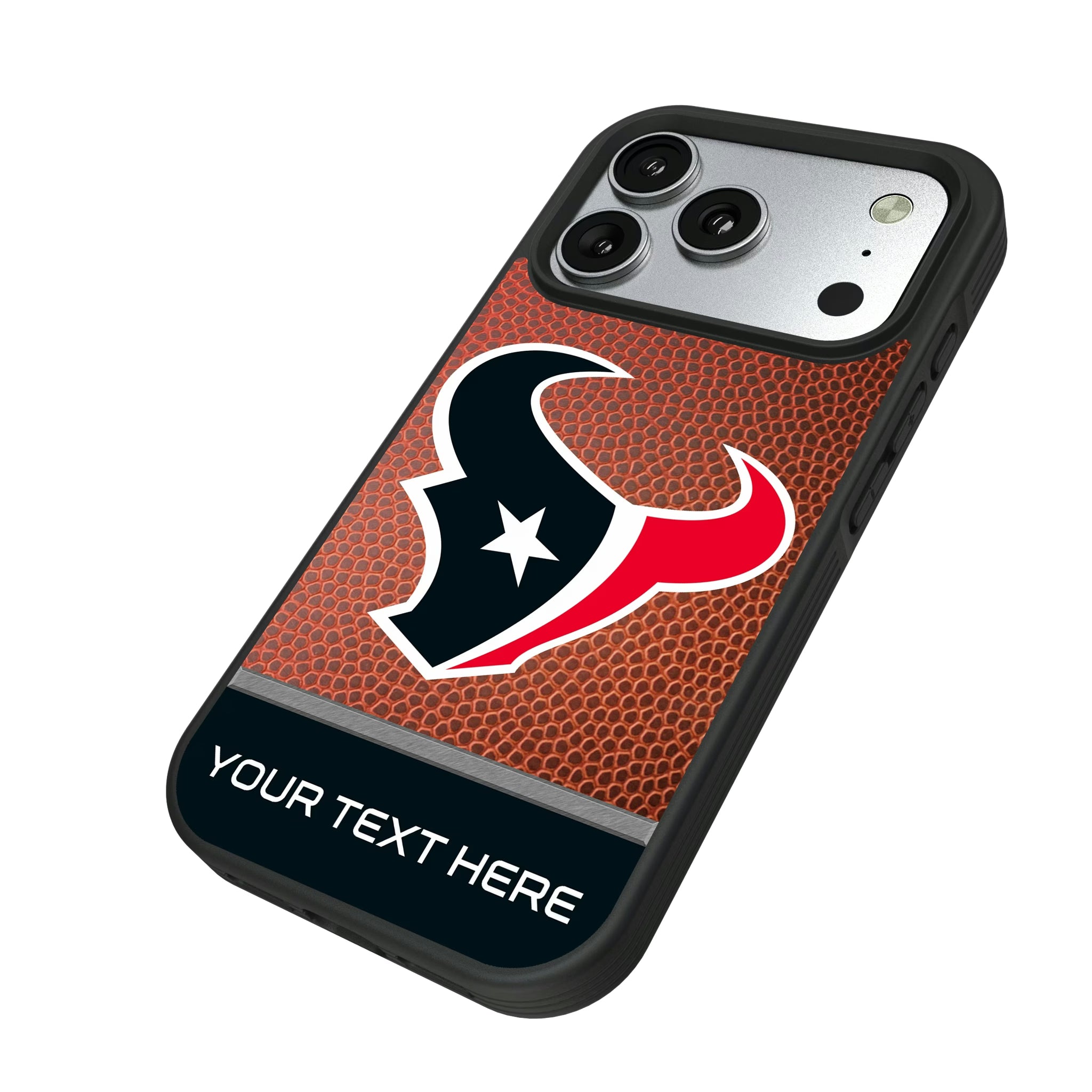 Houston Texans Personalized Football iPhone Bump Phone Case for Apple iPhone - Isometric View#Device_iPhone 17 Pro