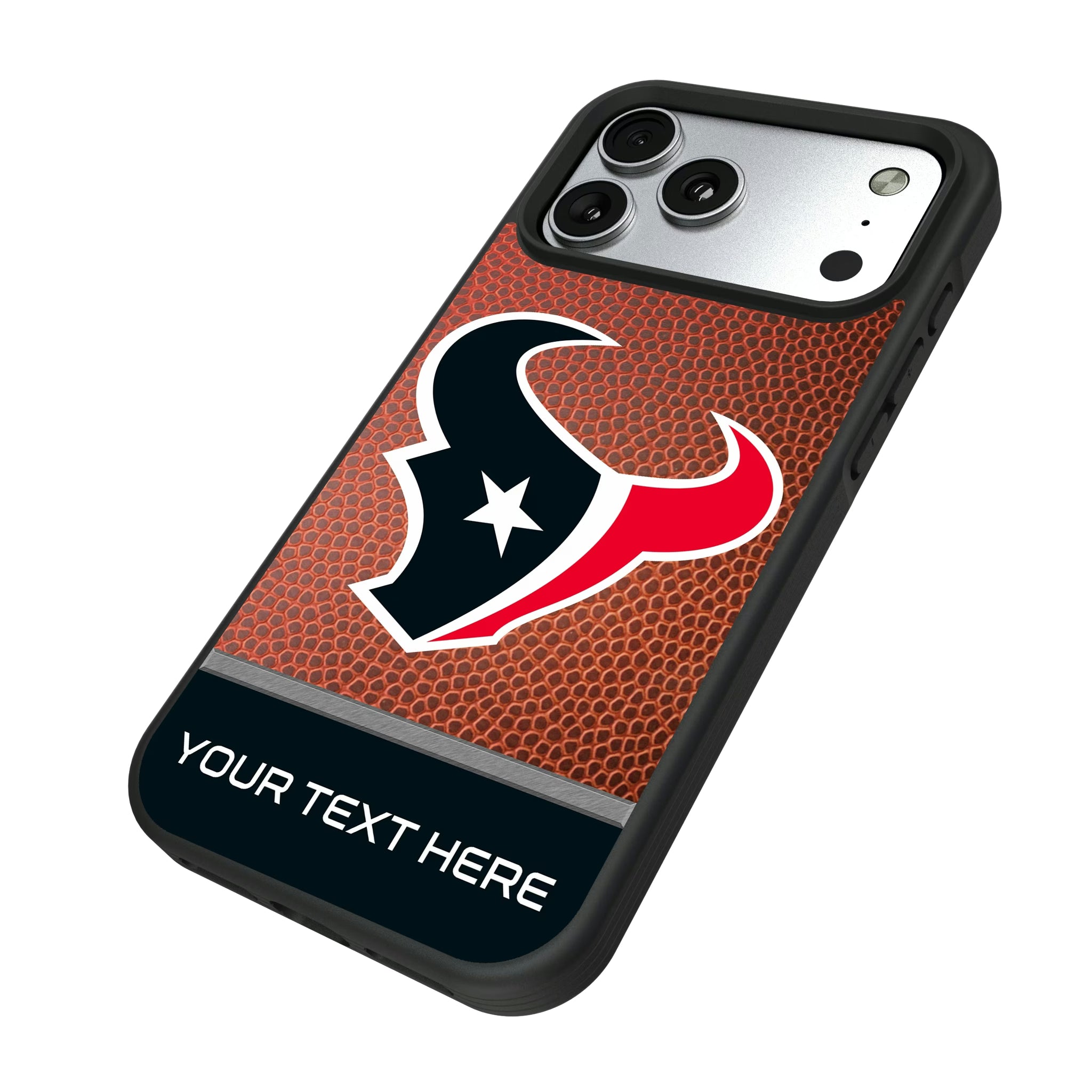 Houston Texans Personalized Football iPhone Bump Phone Case for Apple iPhone - Isometric View#Device_iPhone 17 Pro Max