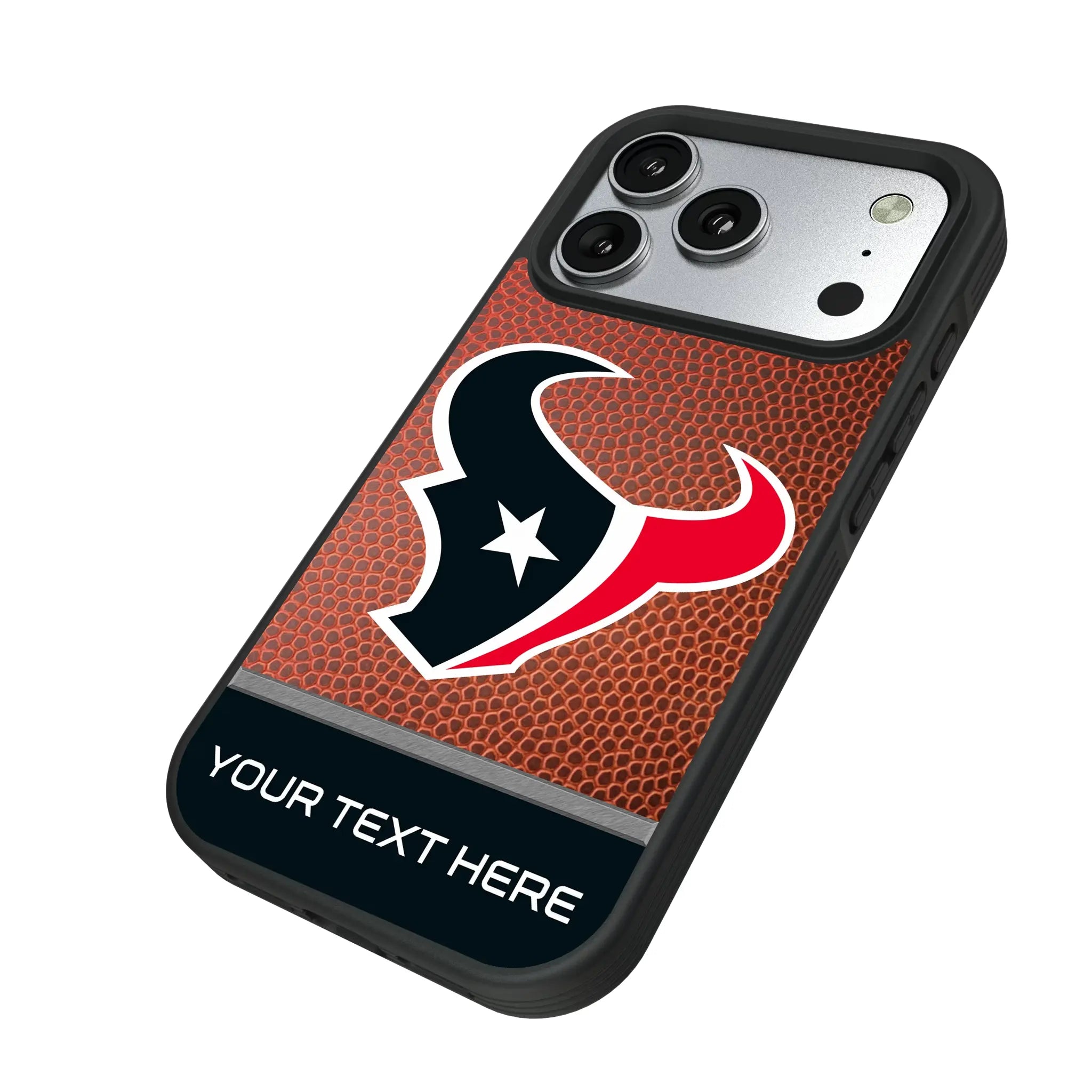 Houston Texans Personalized Football iPhone Bump Phone Case for Apple iPhone - Isometric View#Device_iPhone 17 Pro