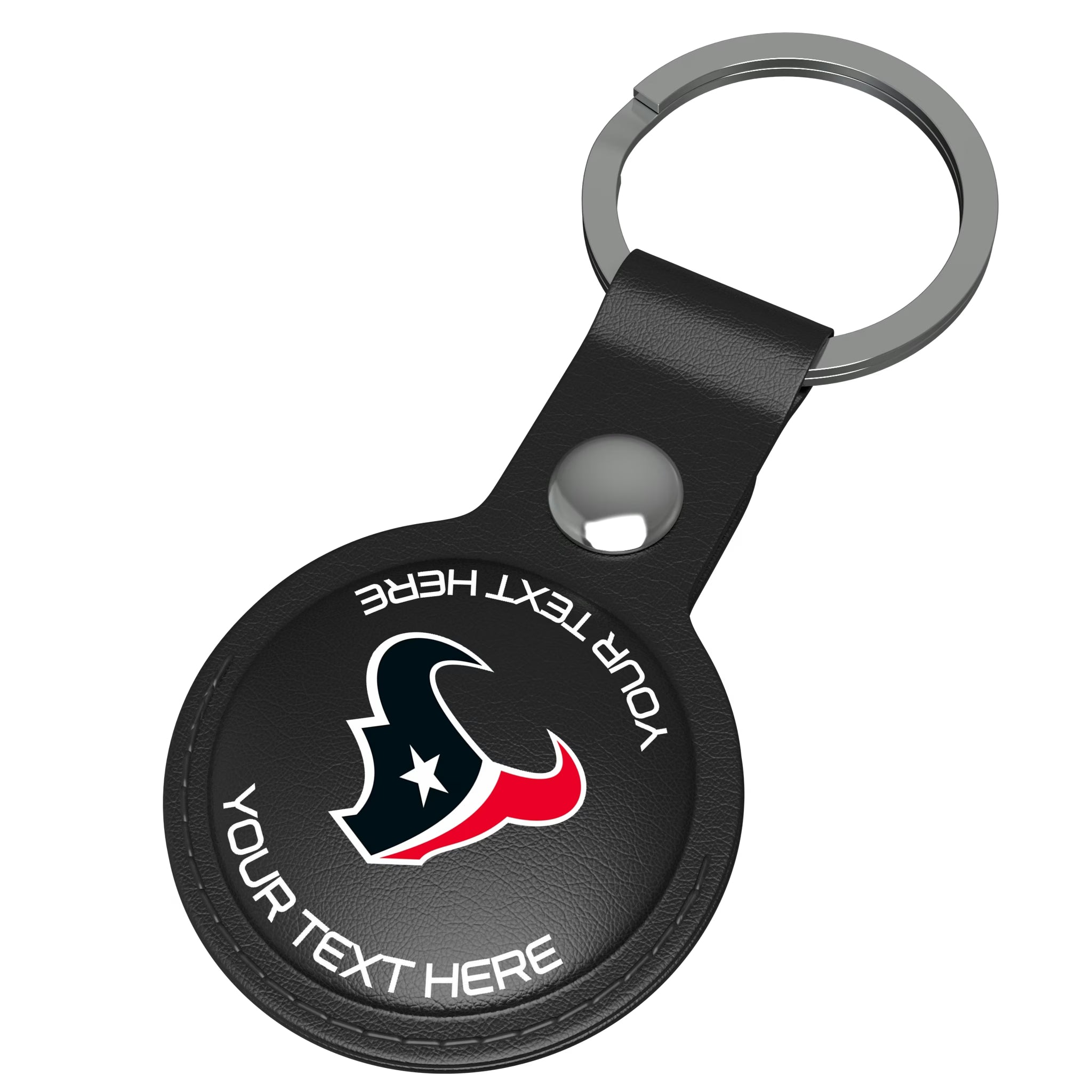 Houston Texans Personalized Insignia AirTag Black Airtag Holder - Isometric View