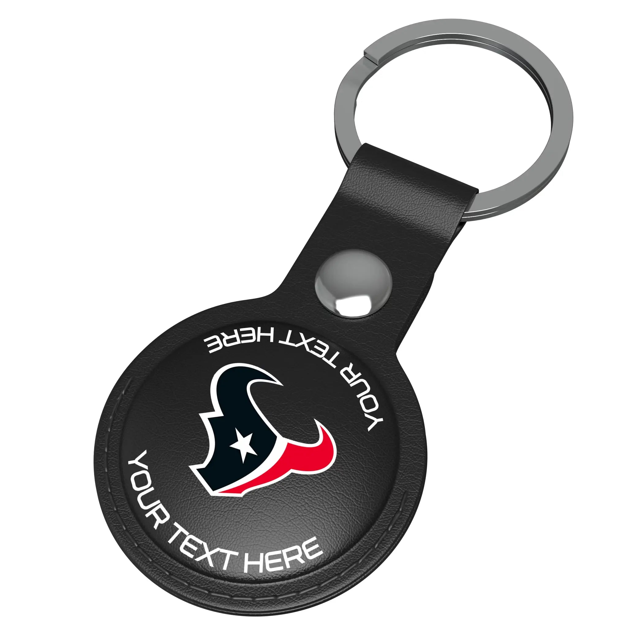 Houston Texans Personalized Insignia AirTag Black Airtag Holder - Isometric View