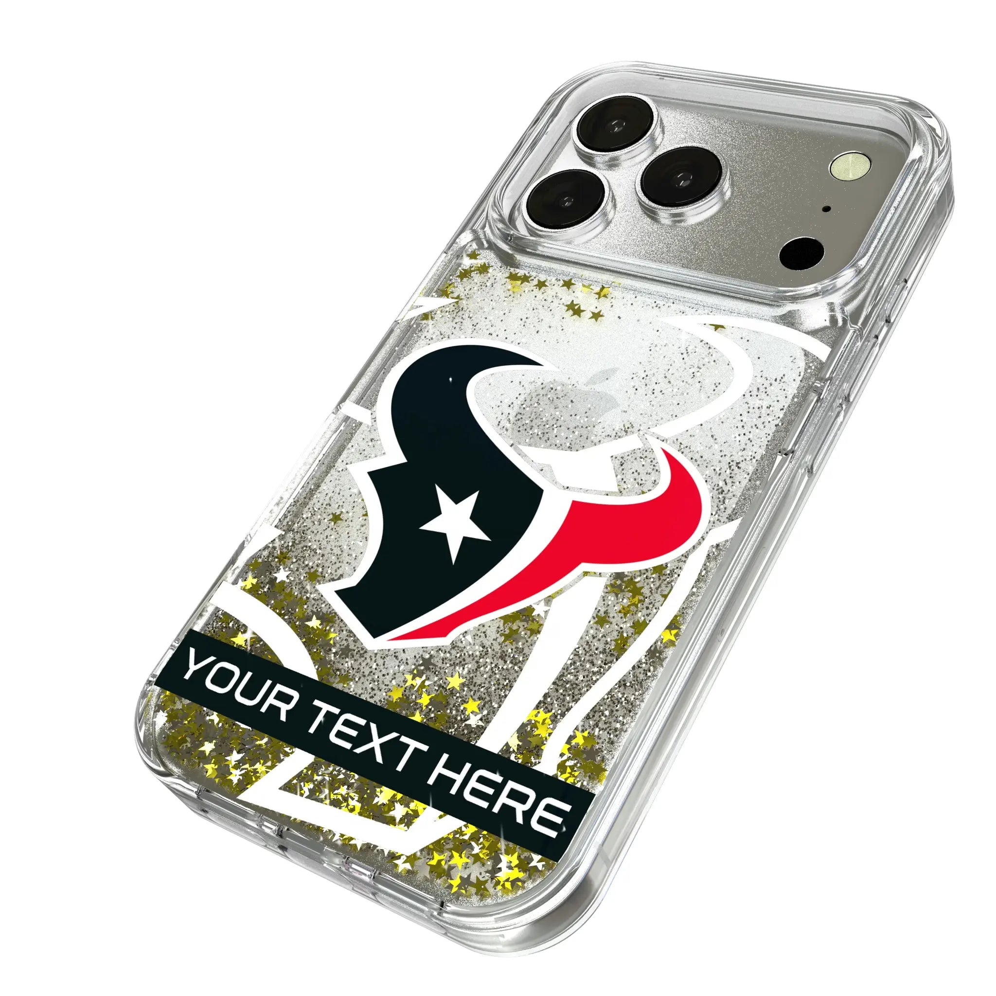 Houston Texans Personalized Tilt iPhone Glitter Phone Case for Apple iPhone - Isometric View