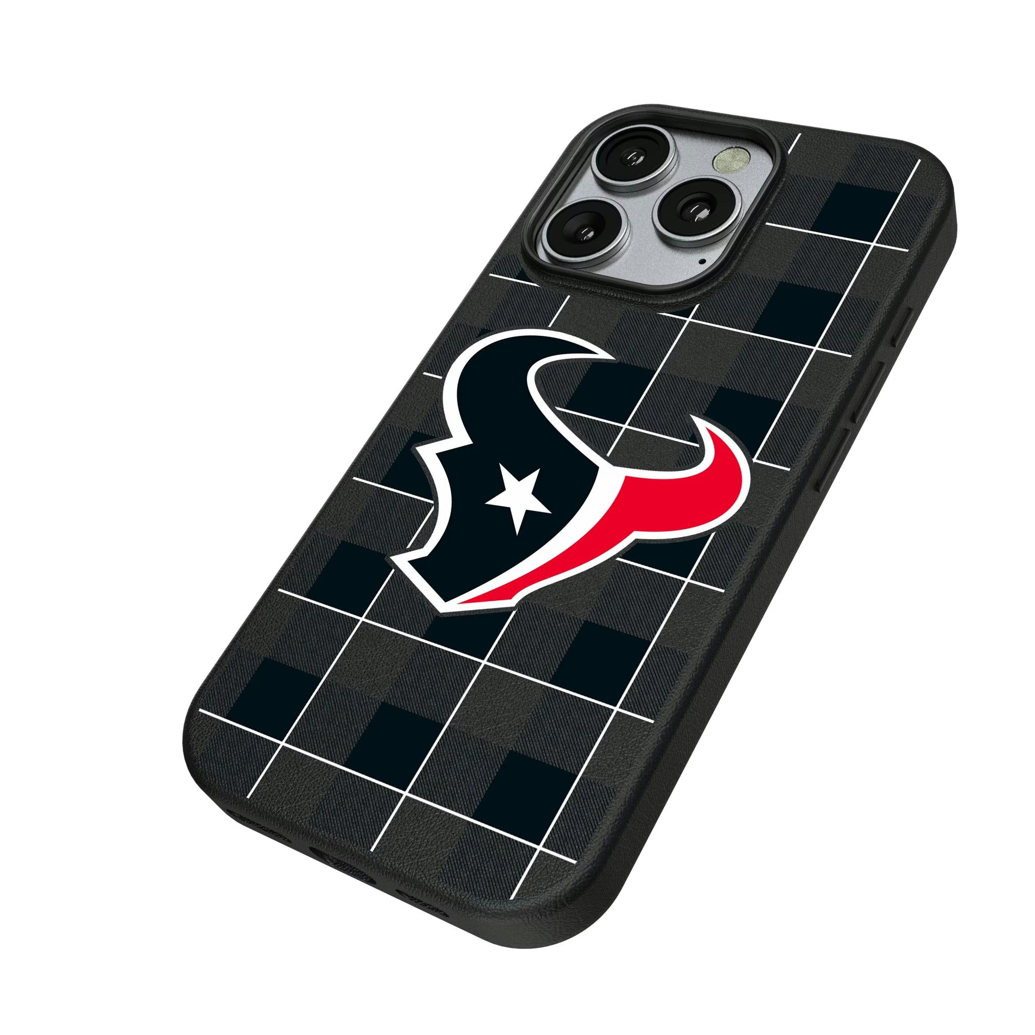 Houston Texans Plaid iPhone MagSafe Compatible Phone Case for Apple iPhone - Isometric View